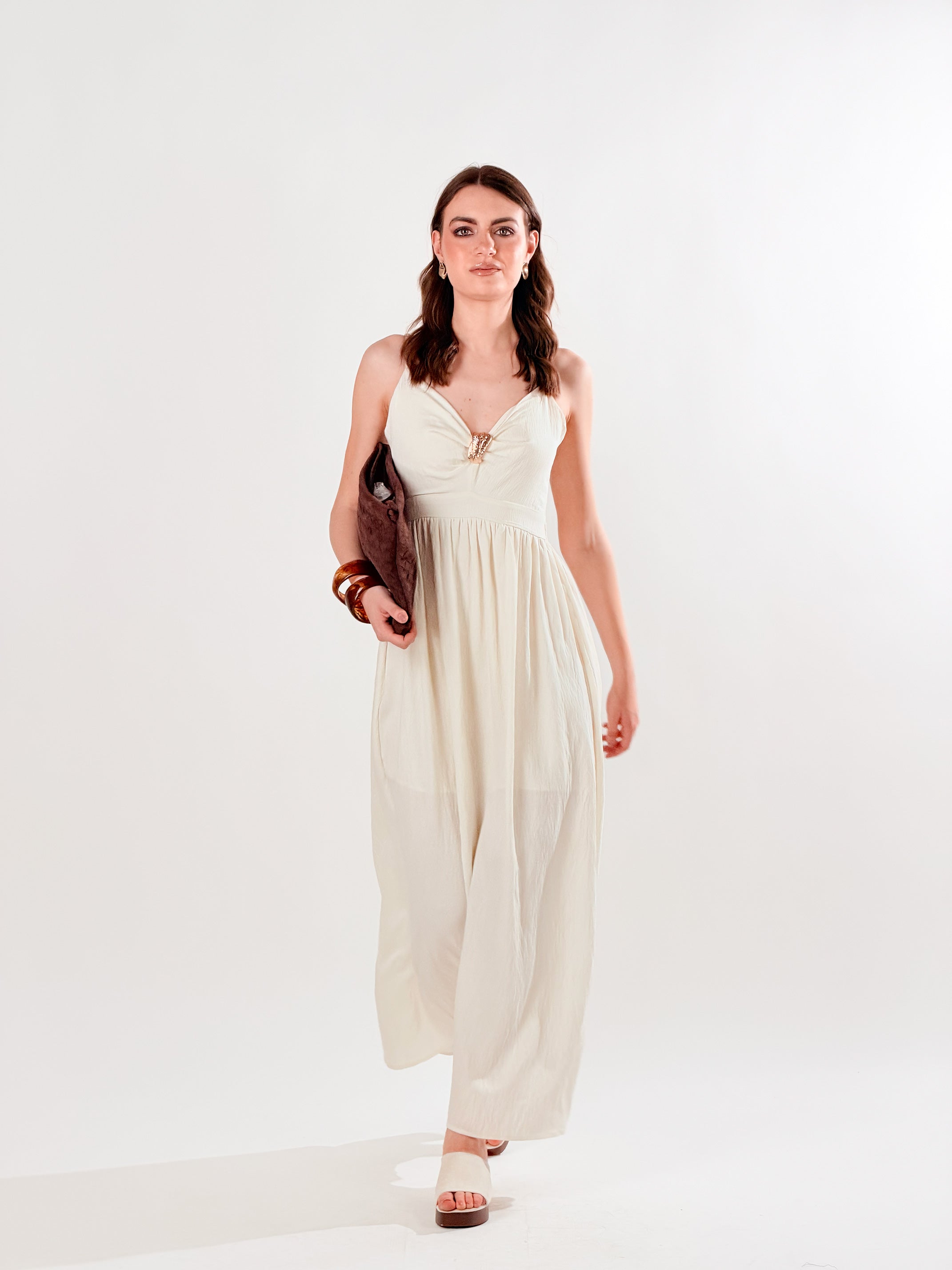 Vestito Allure con Accessorio oro|Colore:Panna
