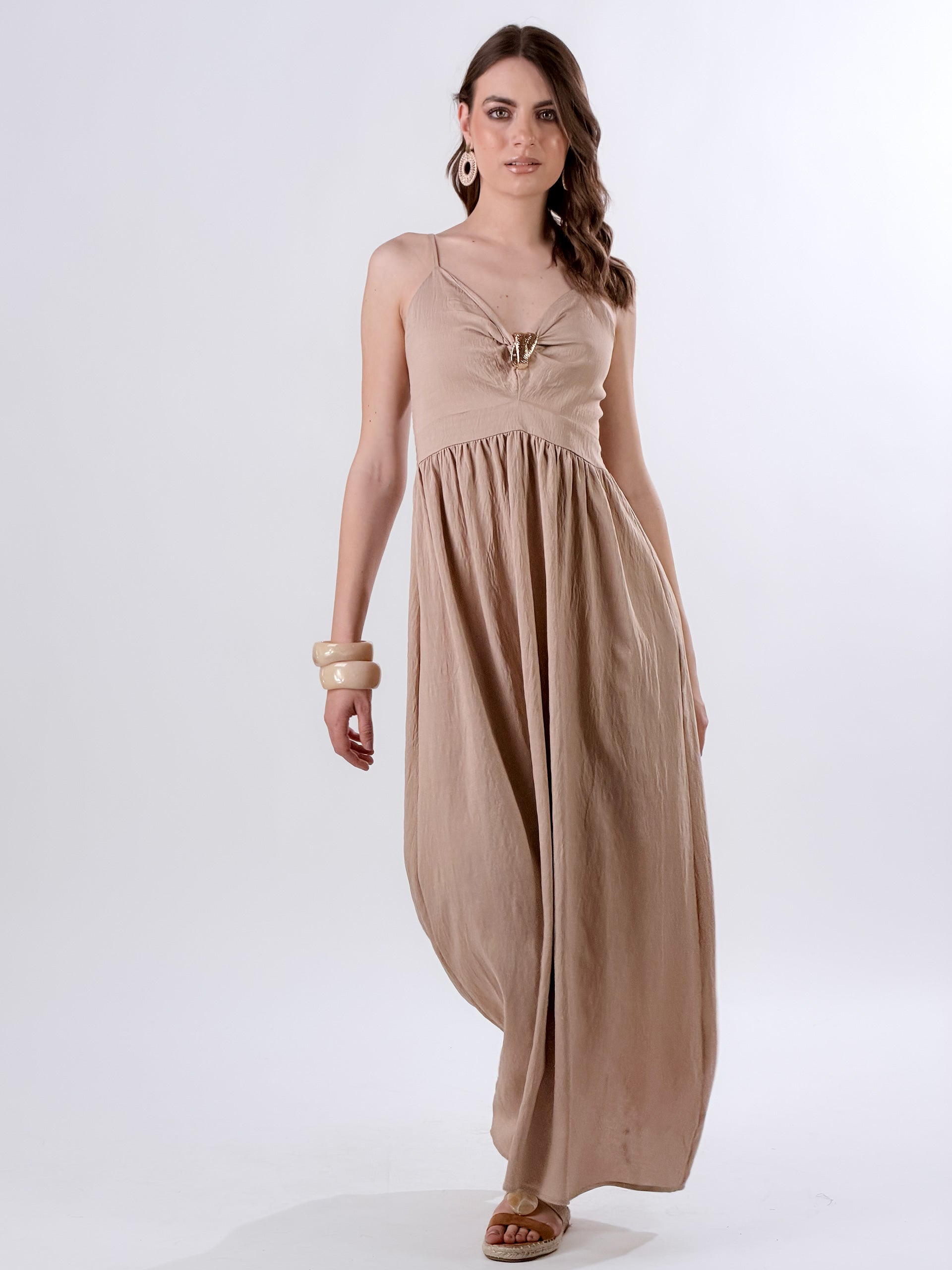 Vestito Allure con Accessorio oro|Colore:Beige