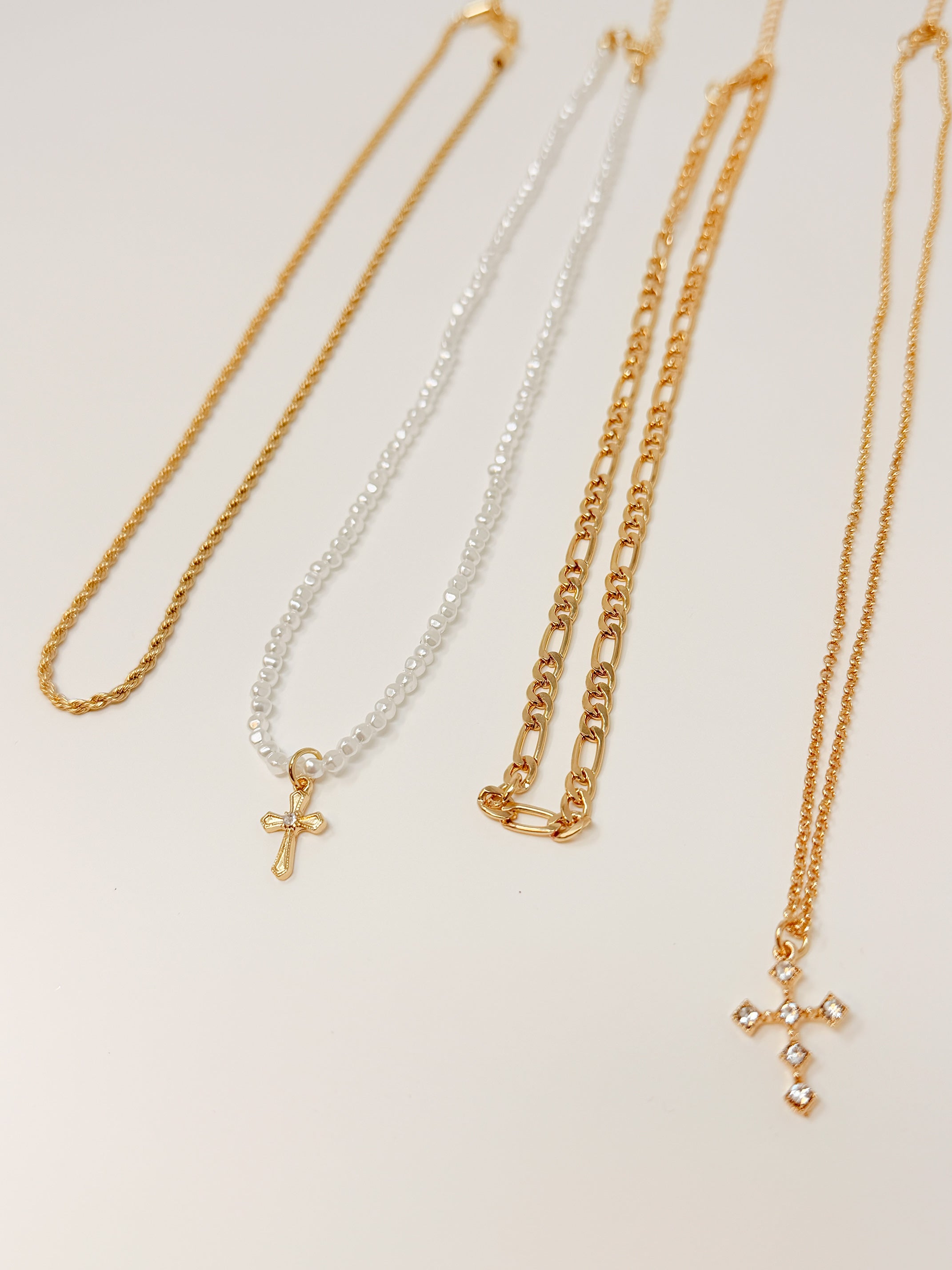 Set Collane croce e cuore|Colore:Oro