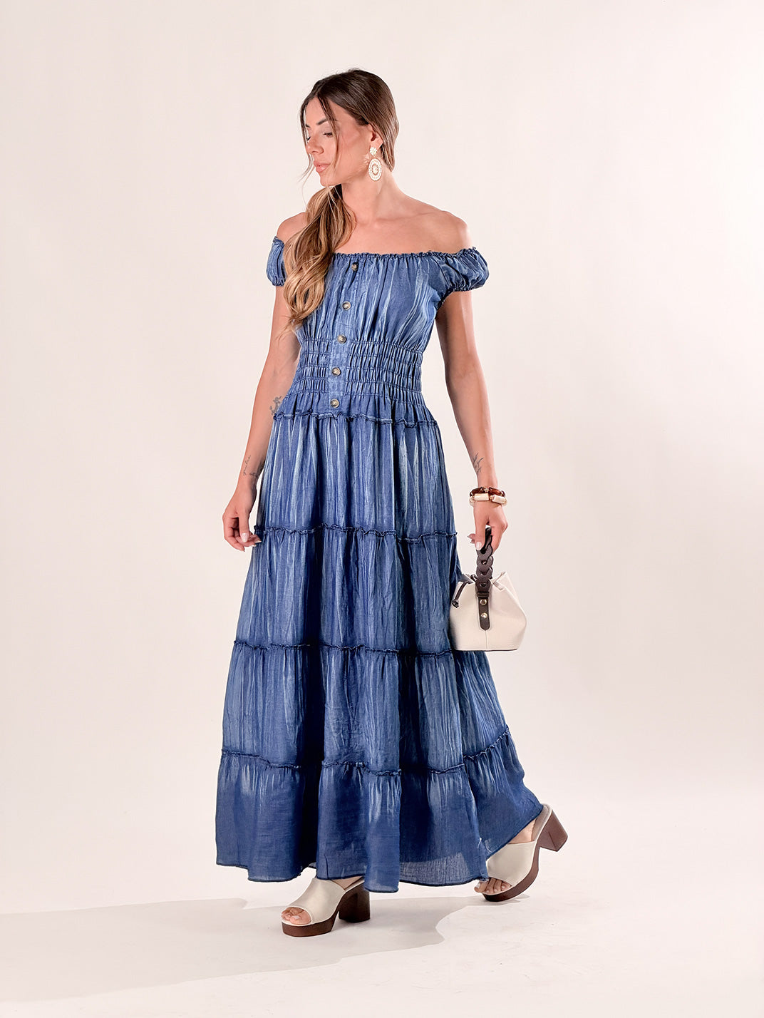 Vestito lungo Flamenco|Colore:Jeans