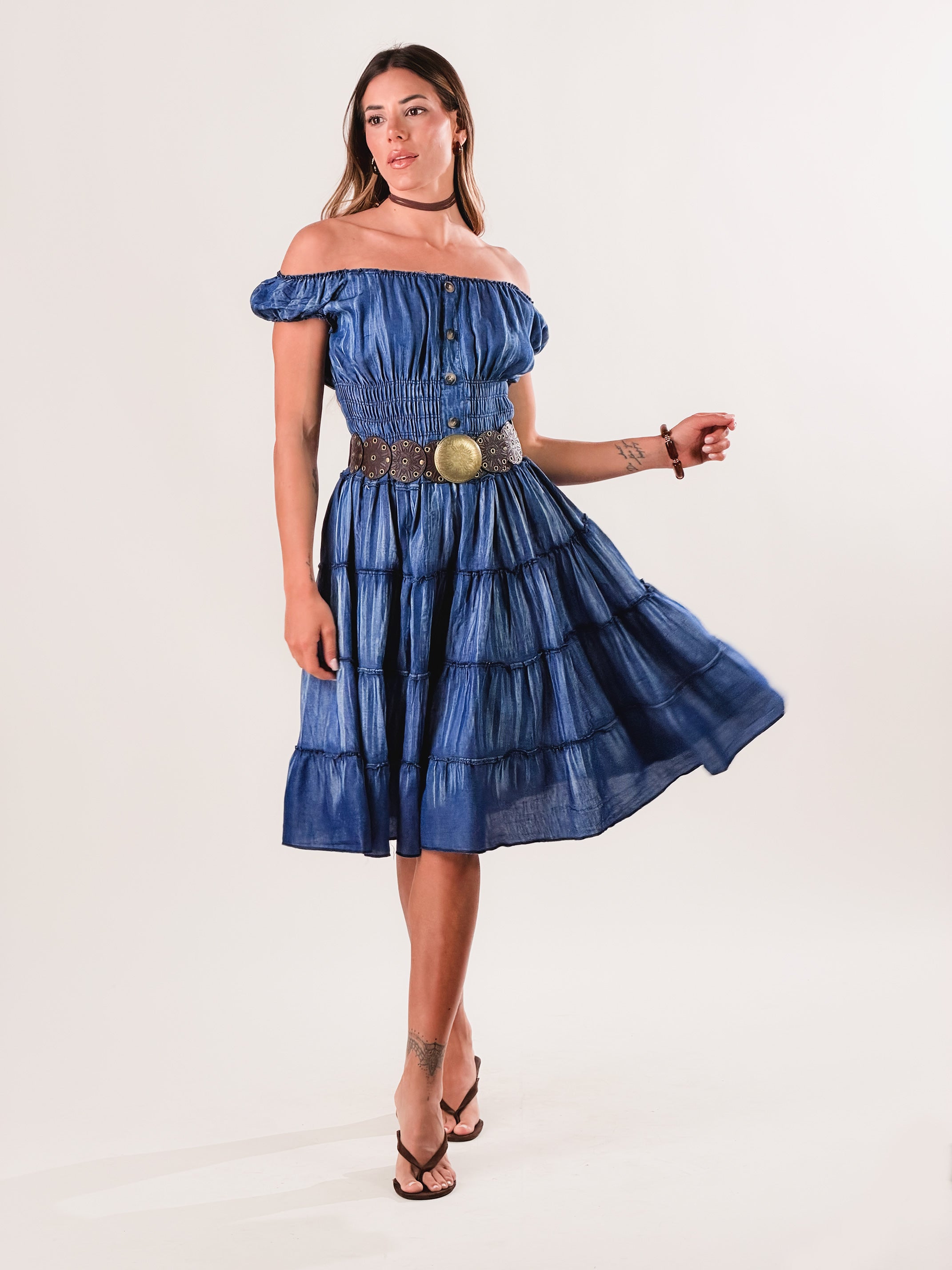 Vestito corto Flamenco|Colore:Jeans