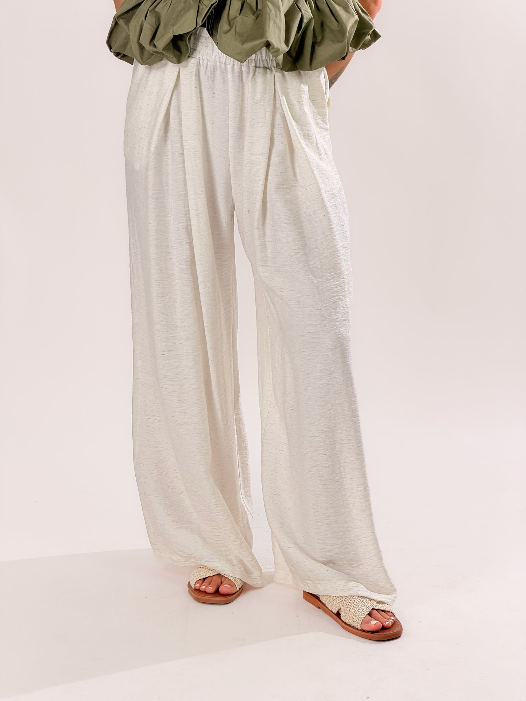 Pantalone capri misto lino|Colore:Panna