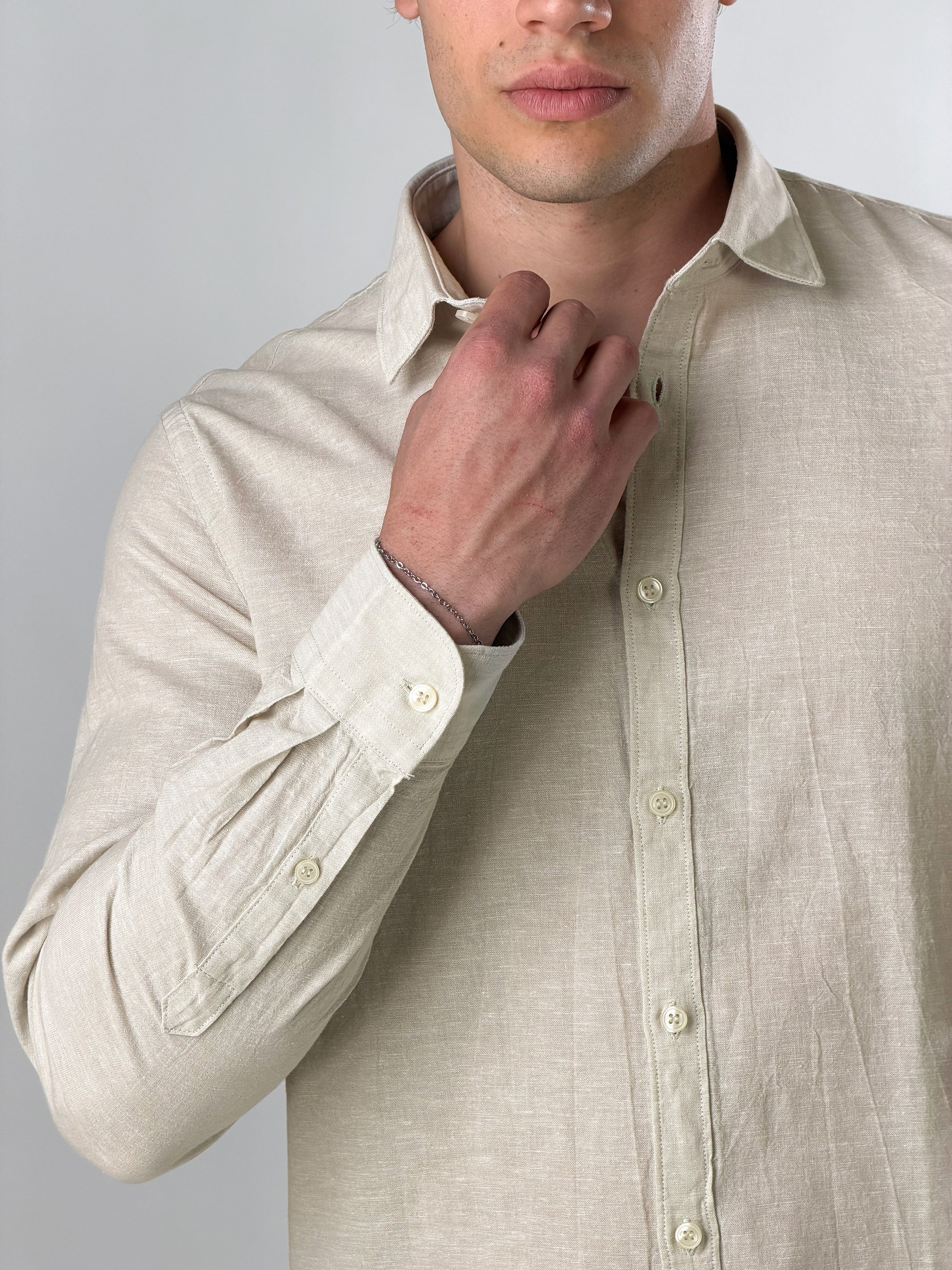Camicia  mélange colletto classico|Colore:Beige