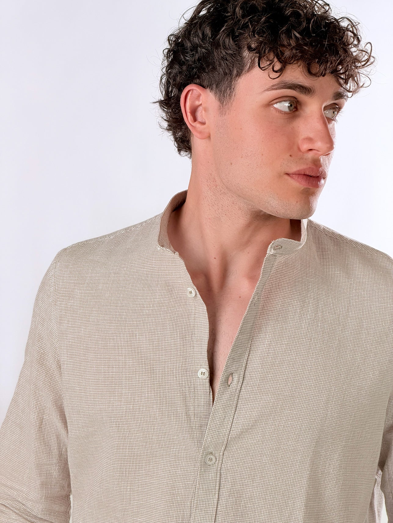 Camicia coreana micro quadretti|Colore:Marrone