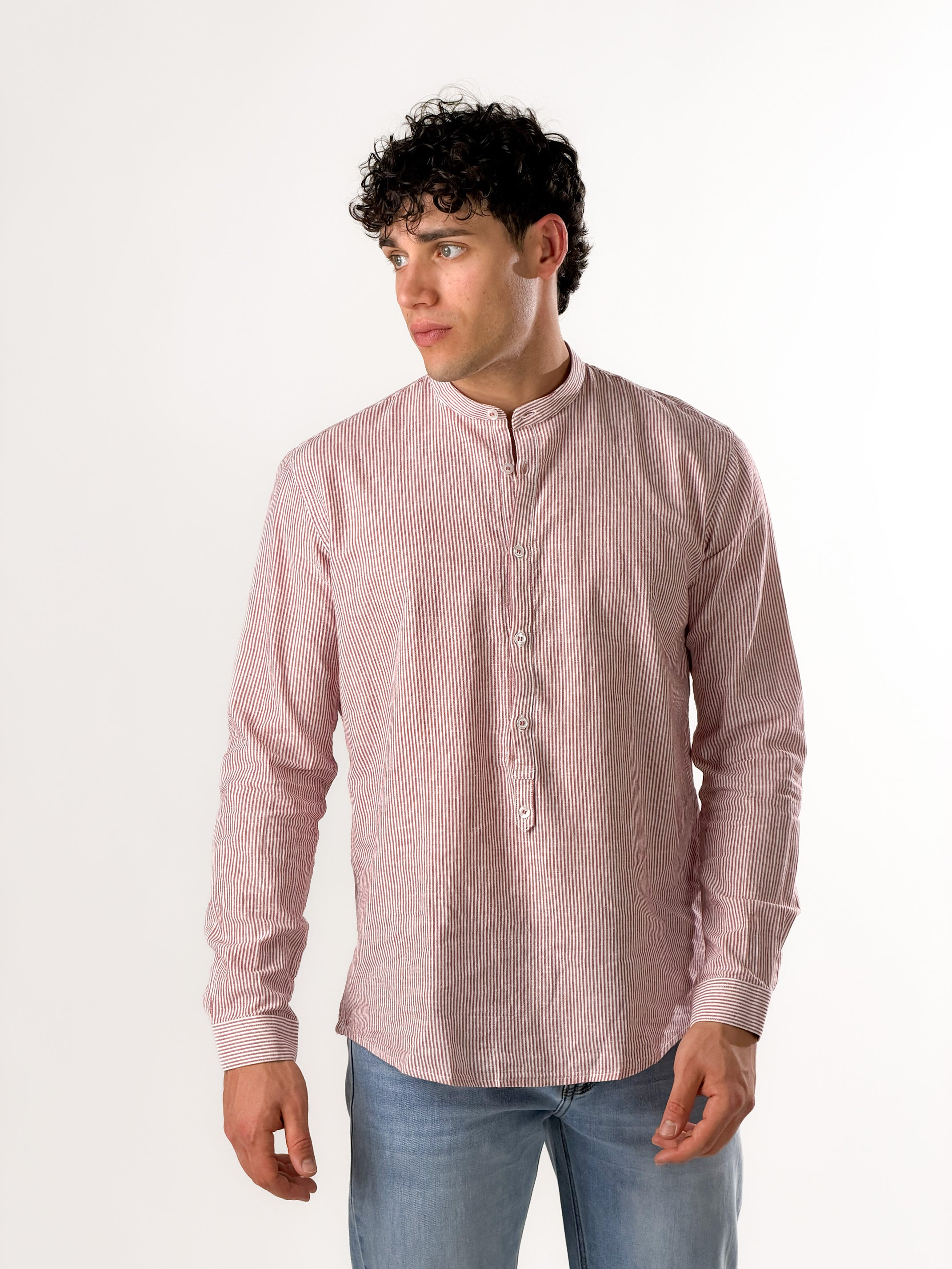 Camicia Serafino micro-righe |Colore:Bordeaux