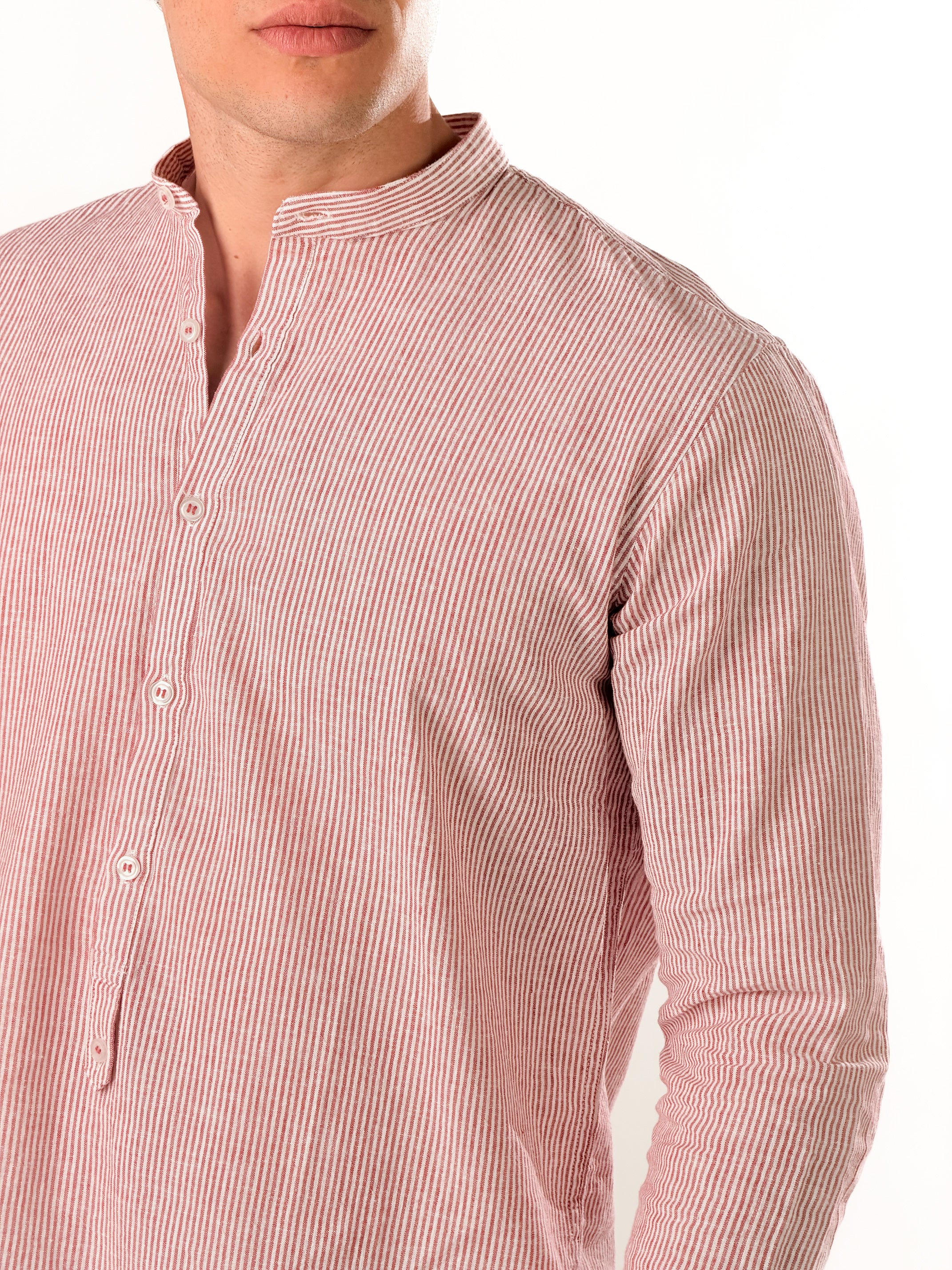 Camicia Serafino micro-righe |Colore:Bordeaux