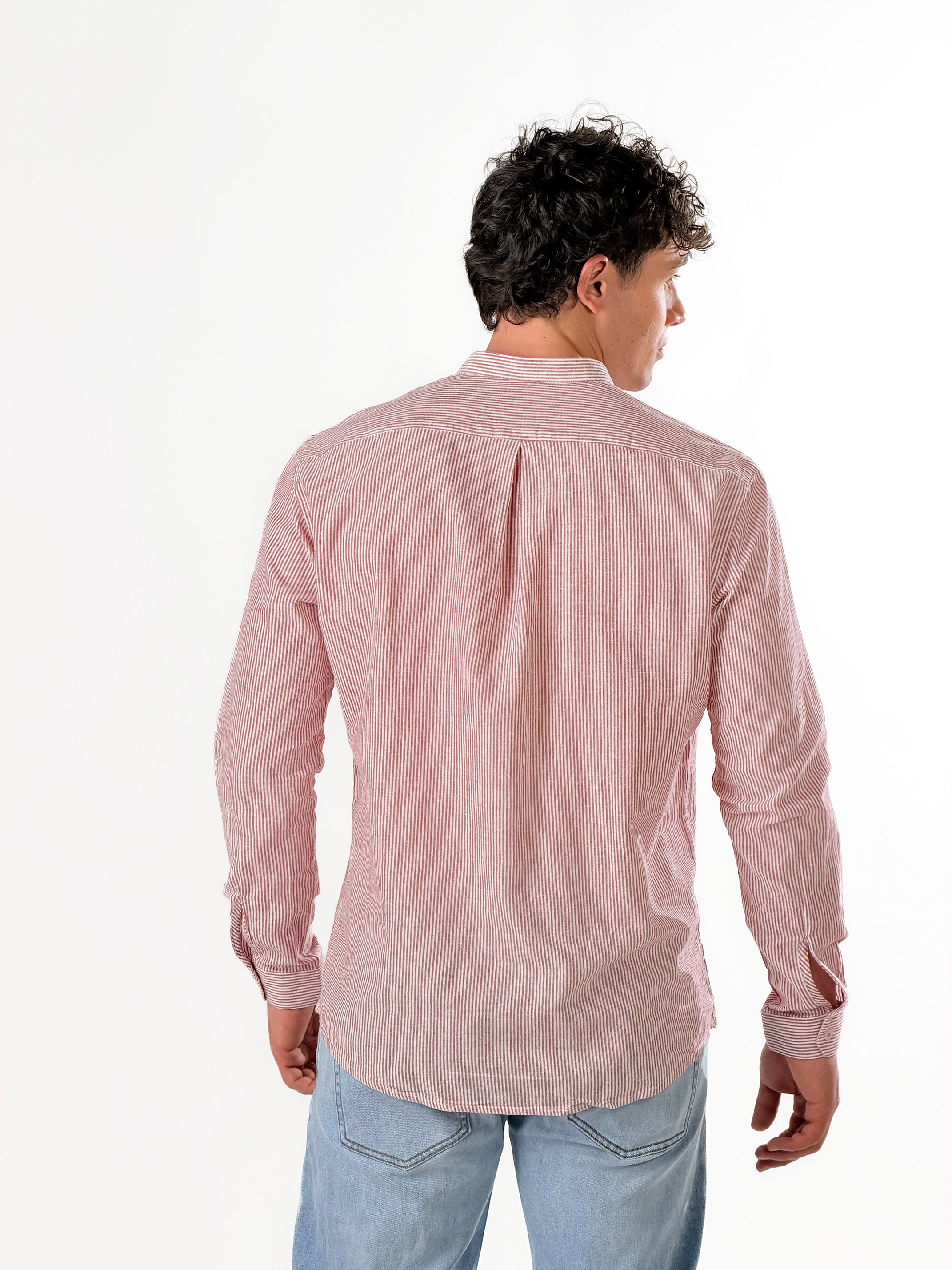 Camicia Serafino micro-righe |Colore:Bordeaux