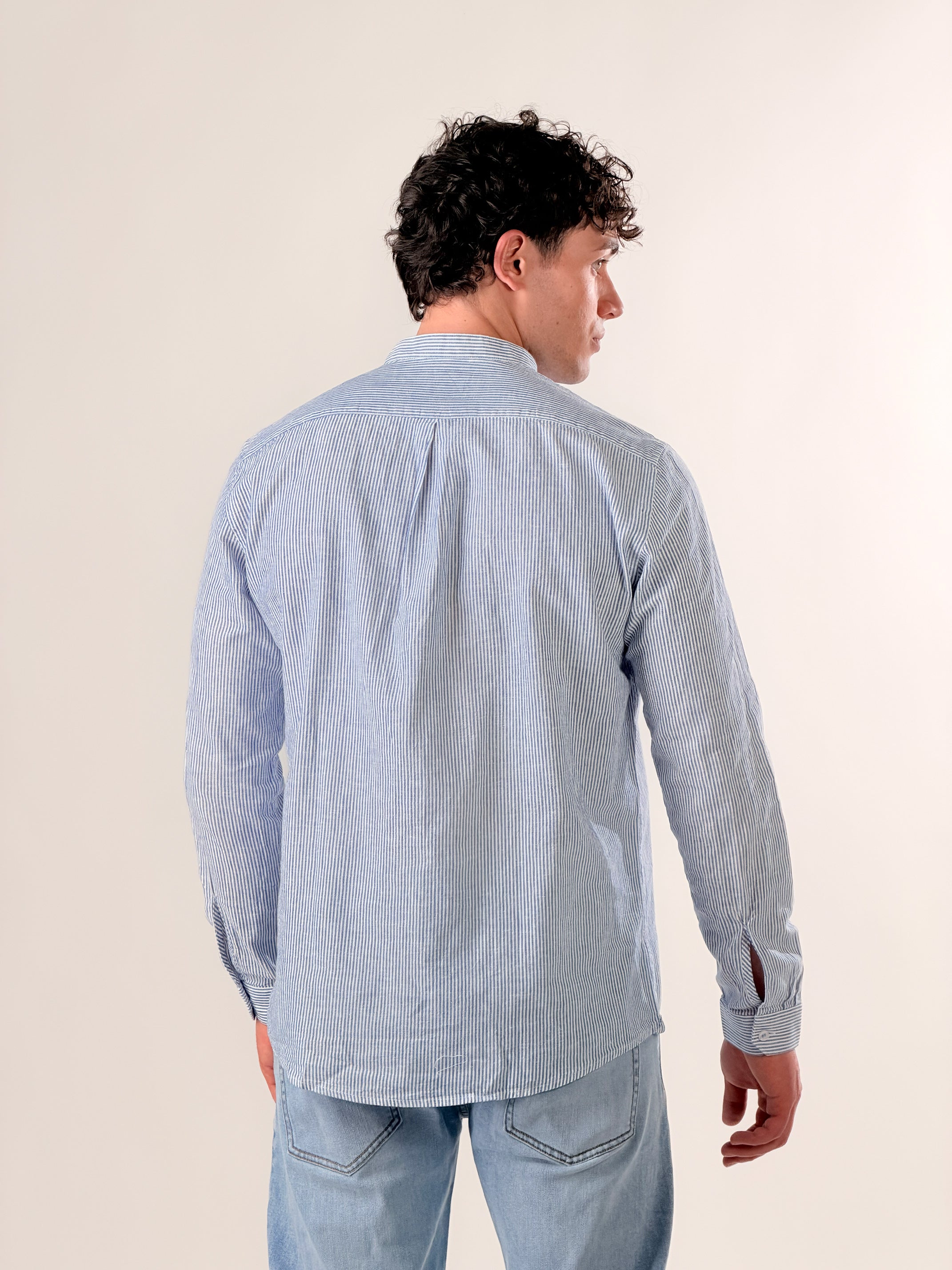 Camicia Serafino micro-righe |Colore:Bluette