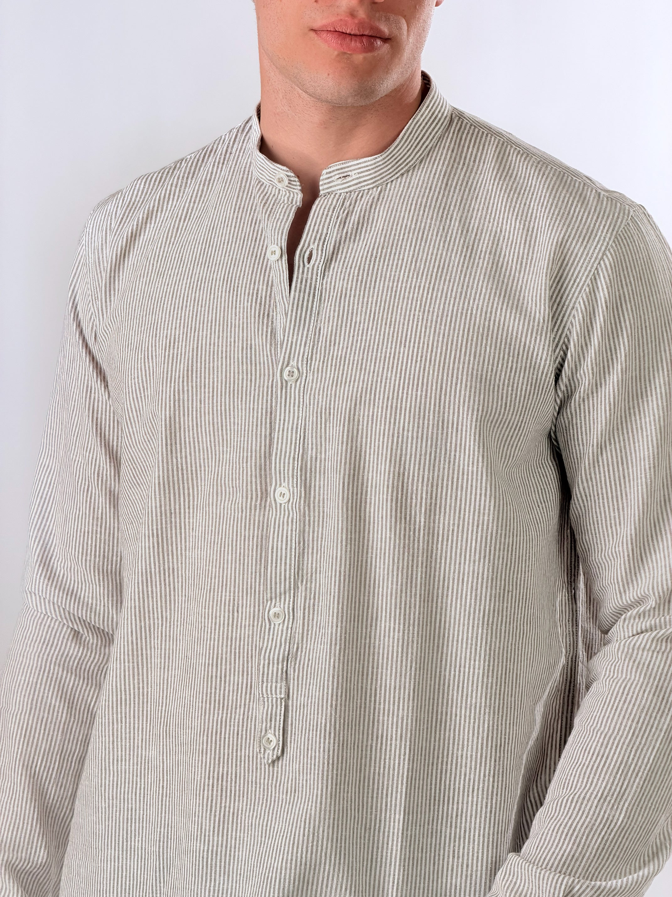 Camicia Serafino micro-righe |Colore:Moro