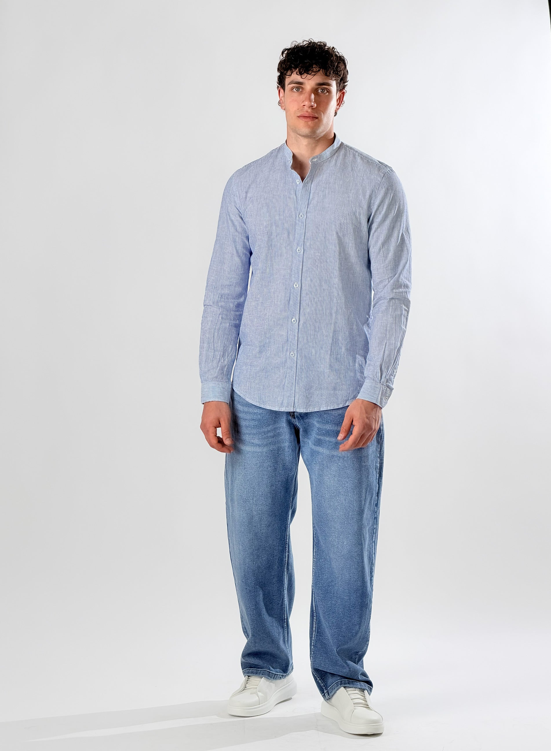 Camicia Collo coreana |Colore:Bluette
