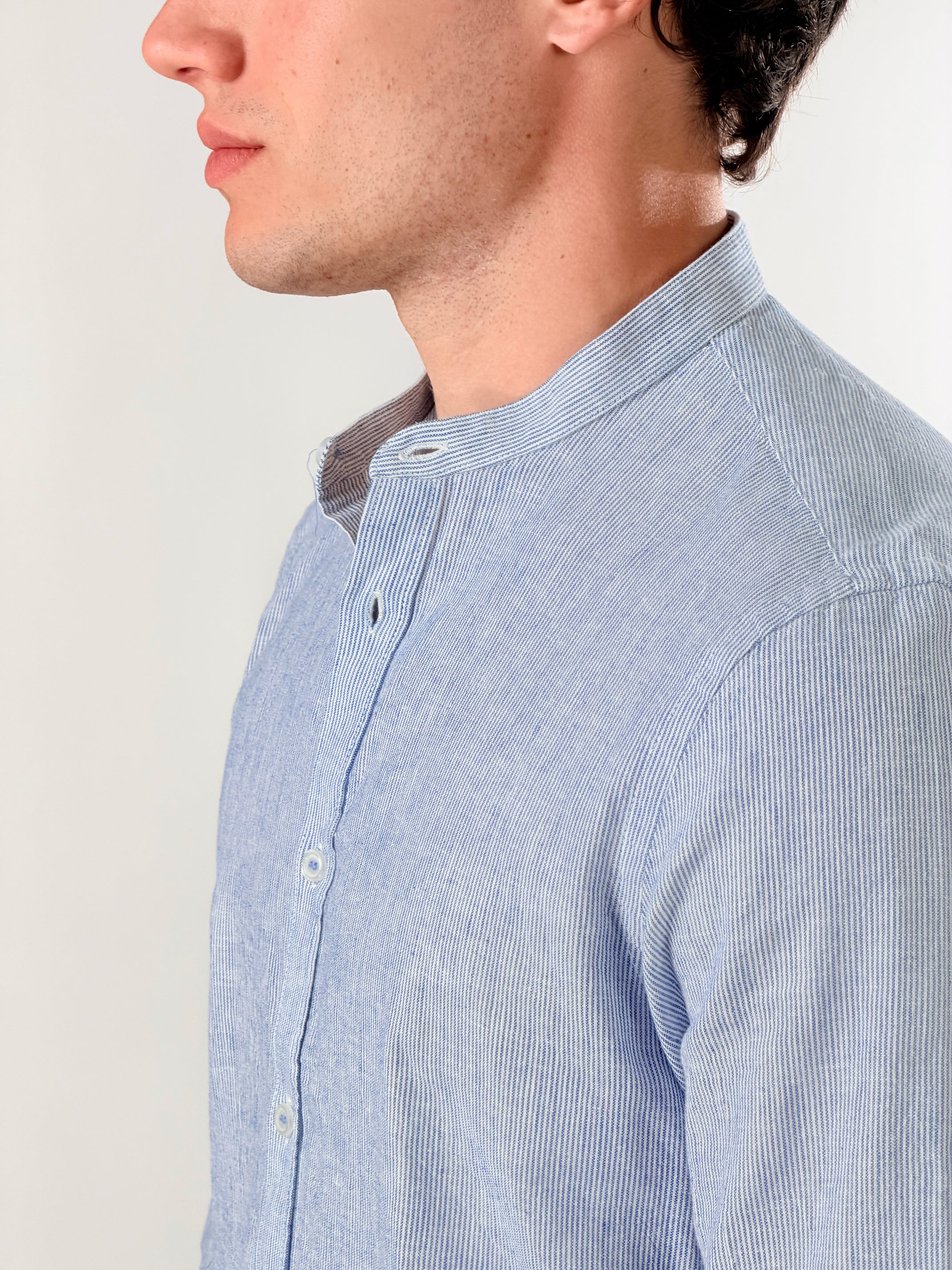 Camicia Collo coreana |Colore:Bluette