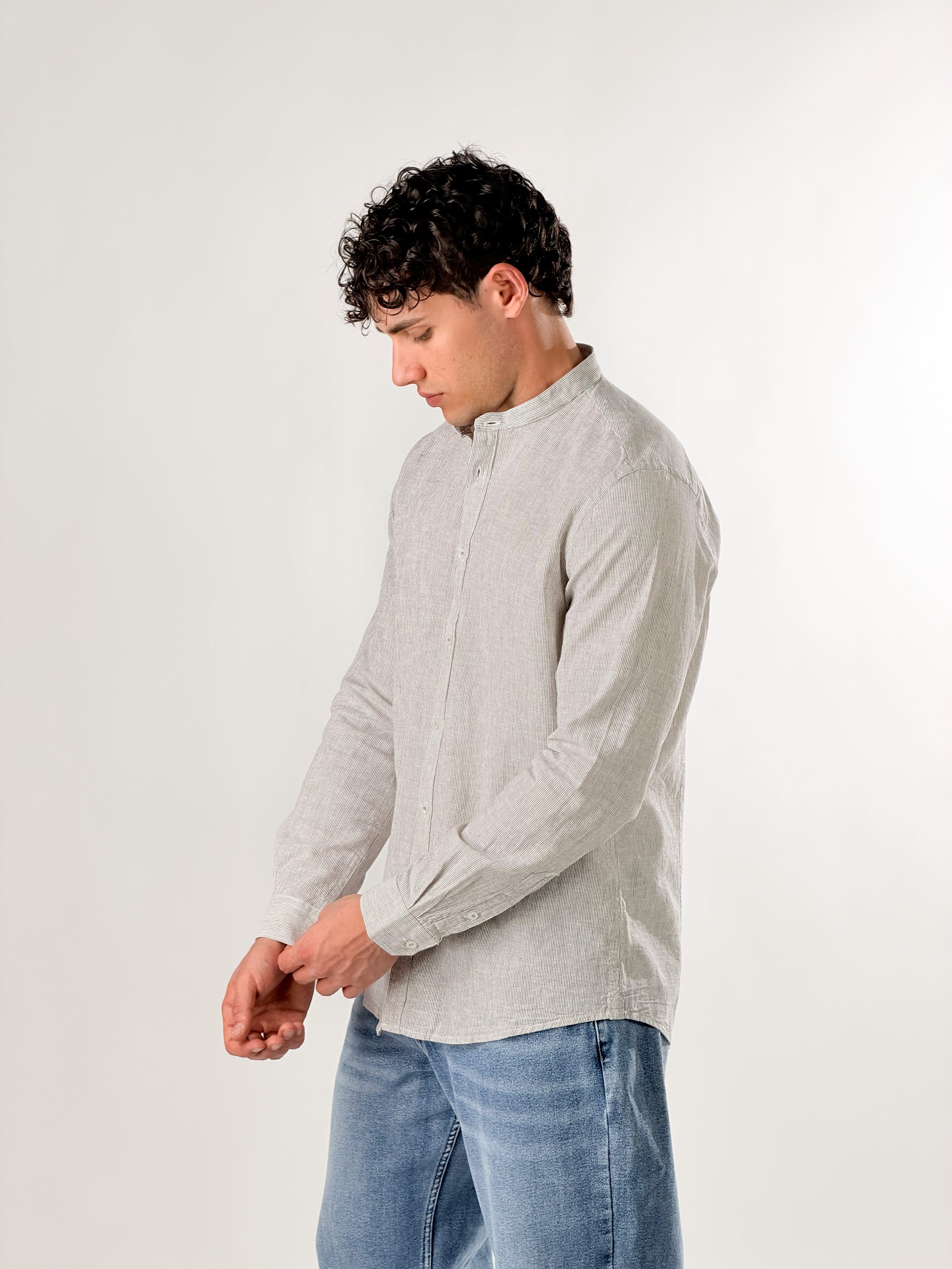 Camicia Collo coreana |Colore:Marrone
