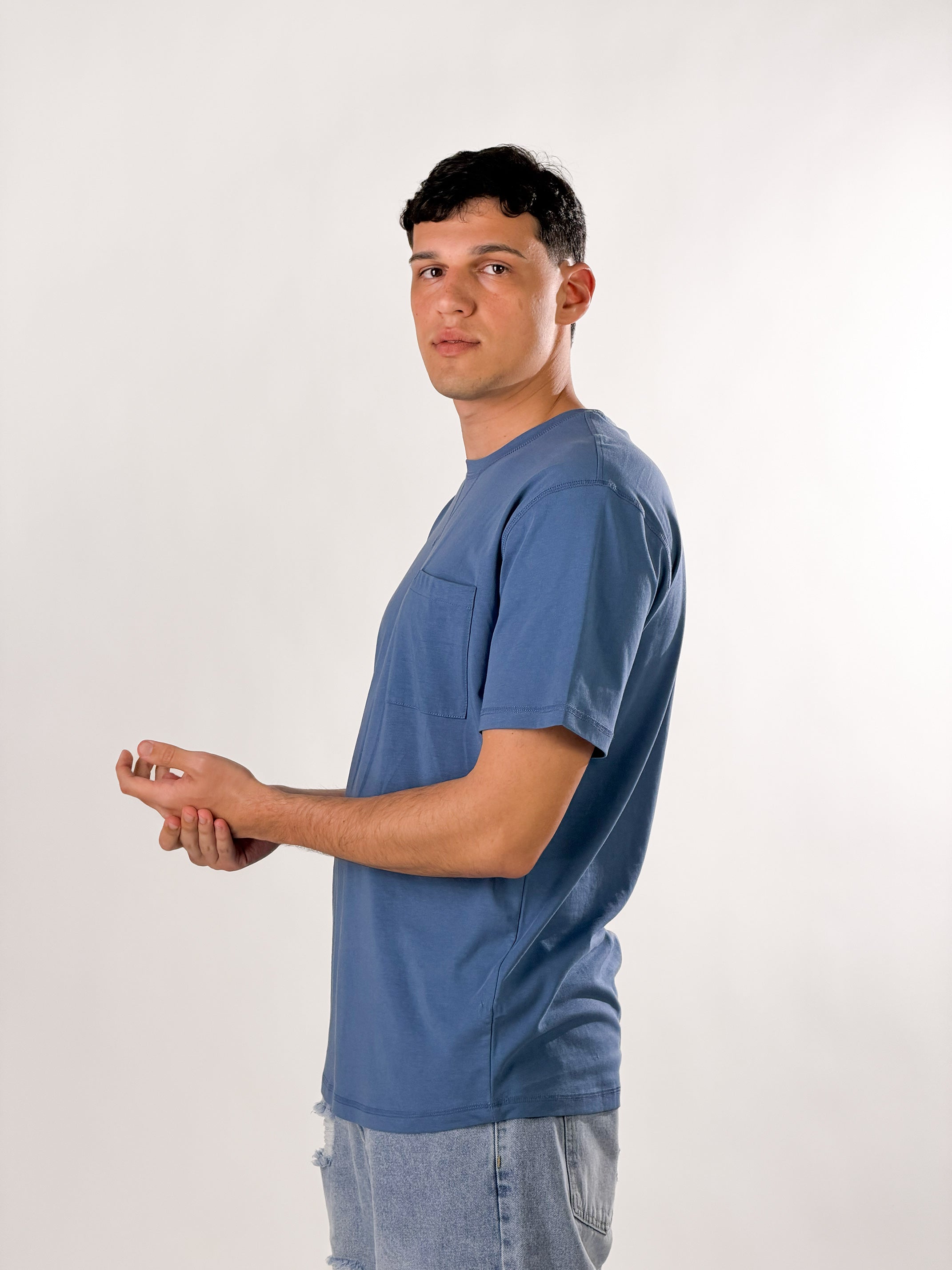T-Shirt con taschino regular Fit|Colore:Blu avion