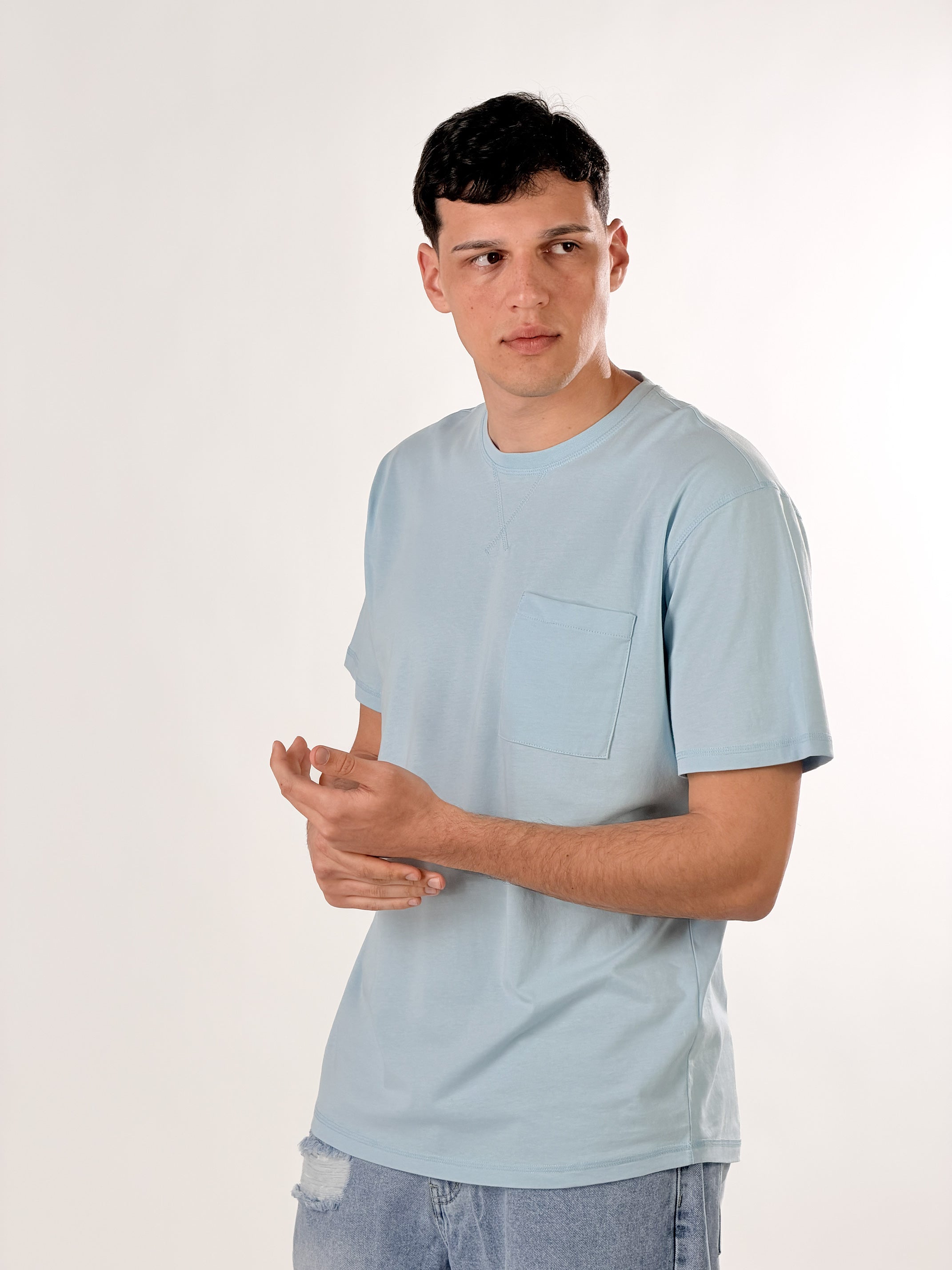 T-Shirt con taschino regular Fit|Colore:Polvere