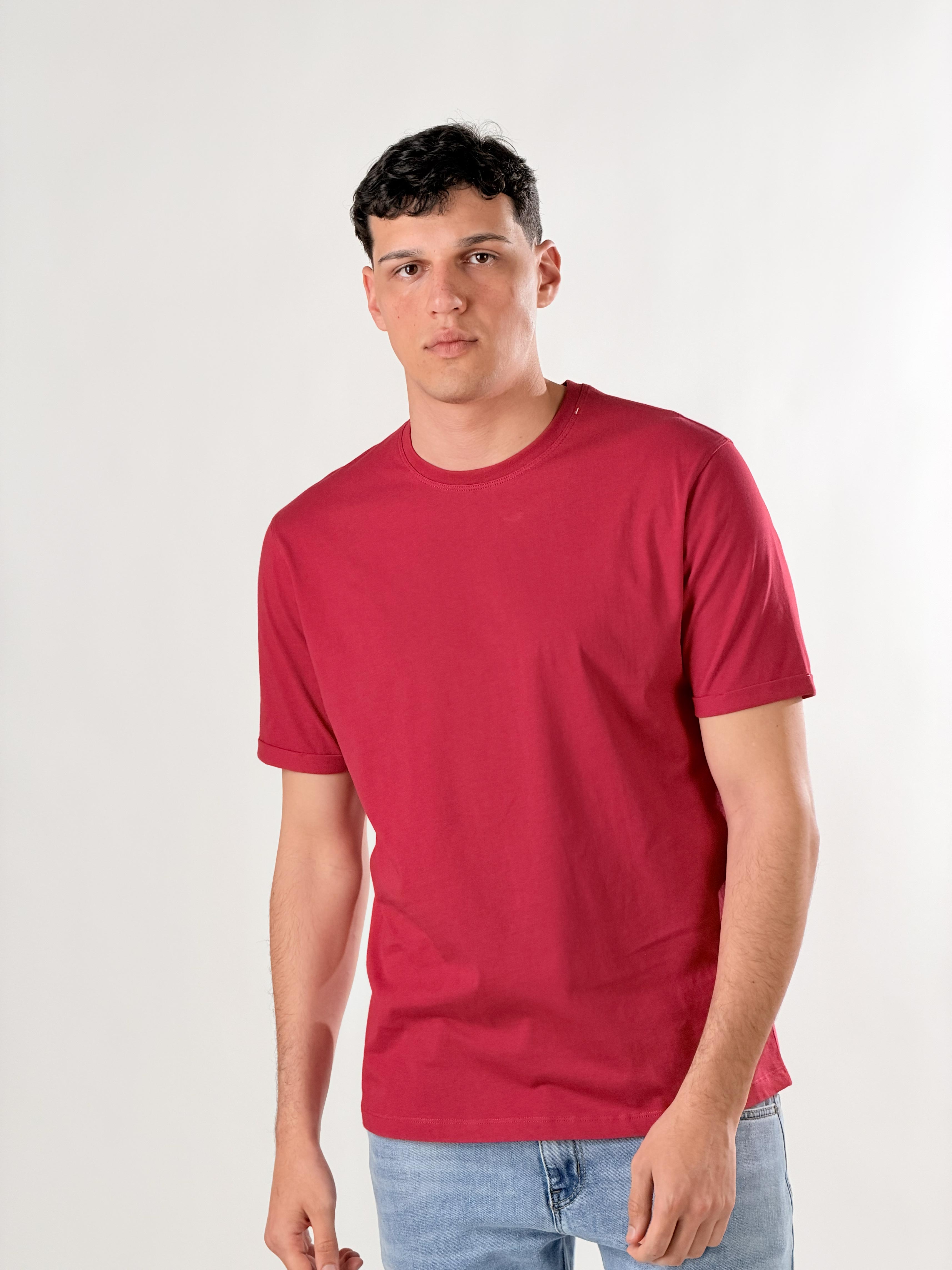 T-Shirt girocllo sottile base Fit|Colore:Corallo