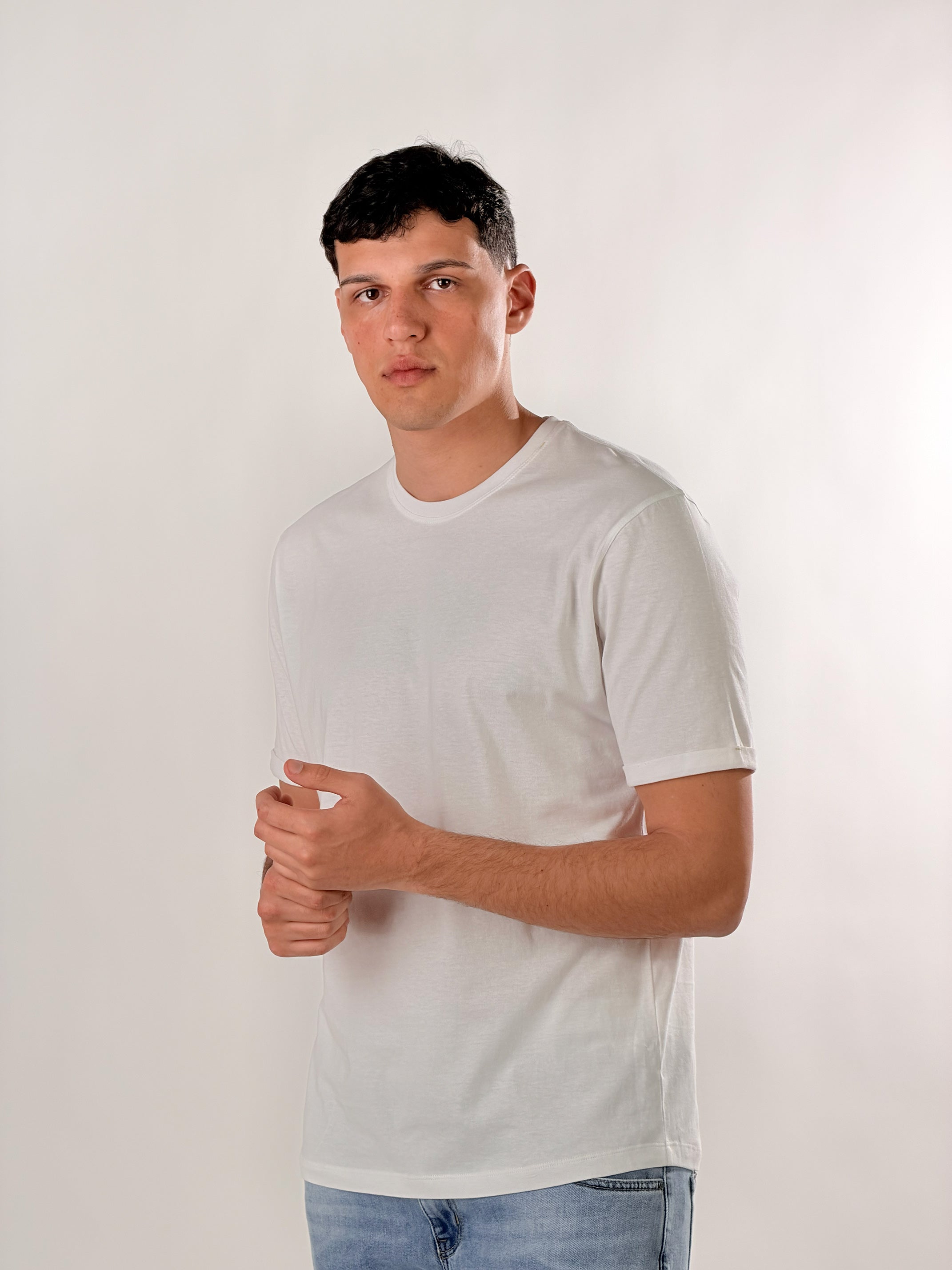 T-Shirt girocllo sottile base Fit|Colore:Bianco