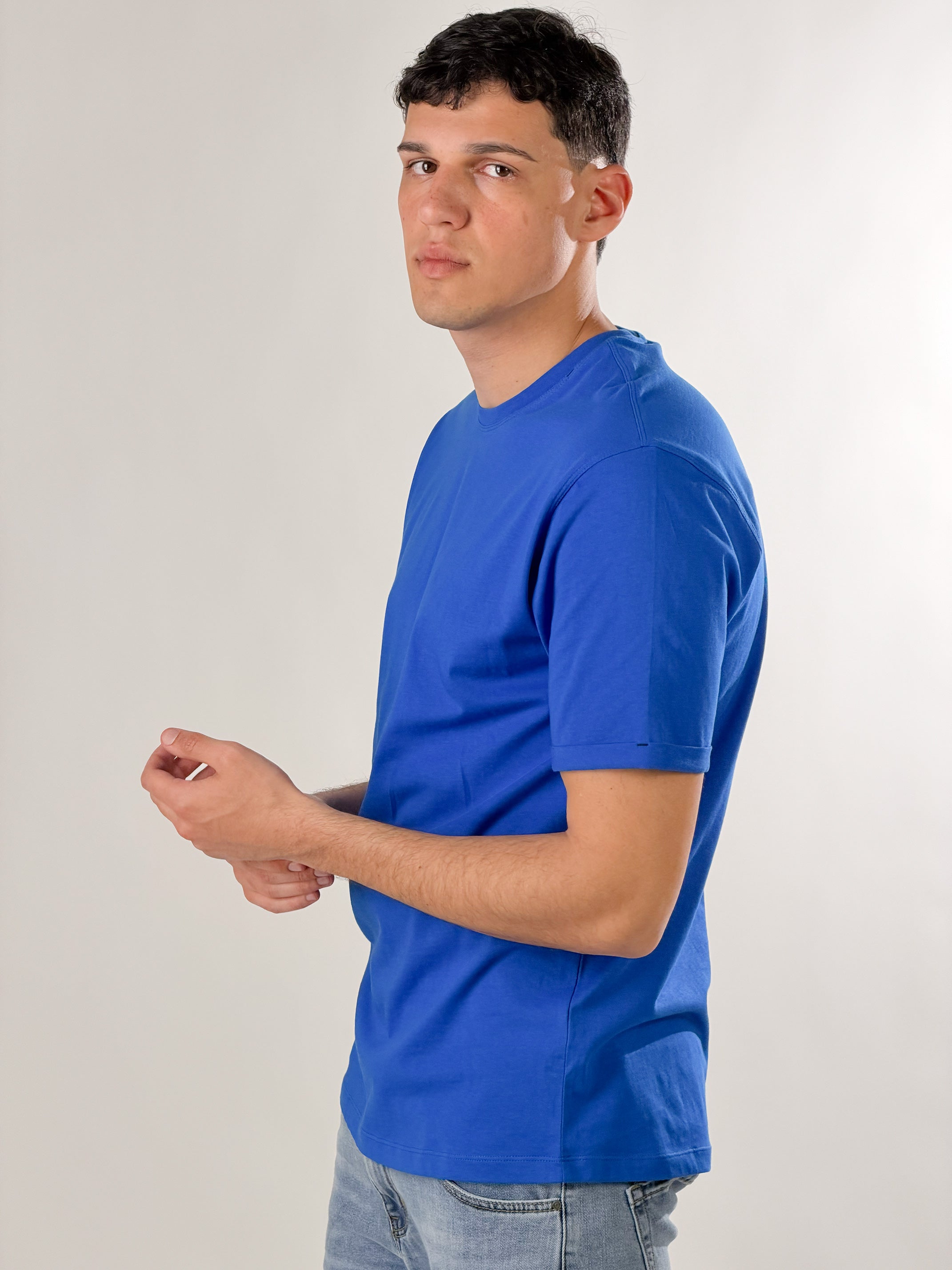 T-Shirt girocllo sottile base Fit|Colore:Blu royal