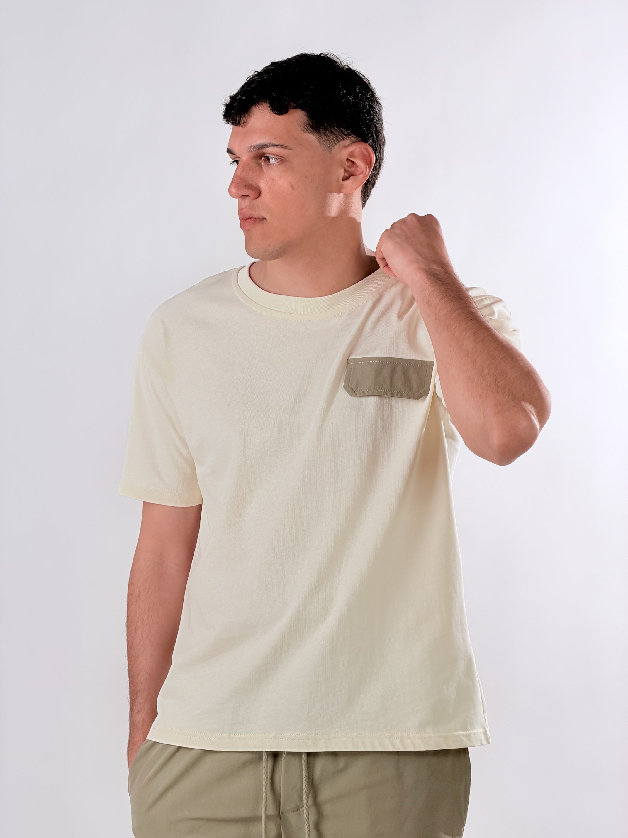 T-Shirt con tasche|Colore:Panna