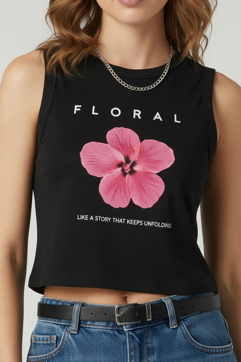 top Floral like a story|Colore:Nero