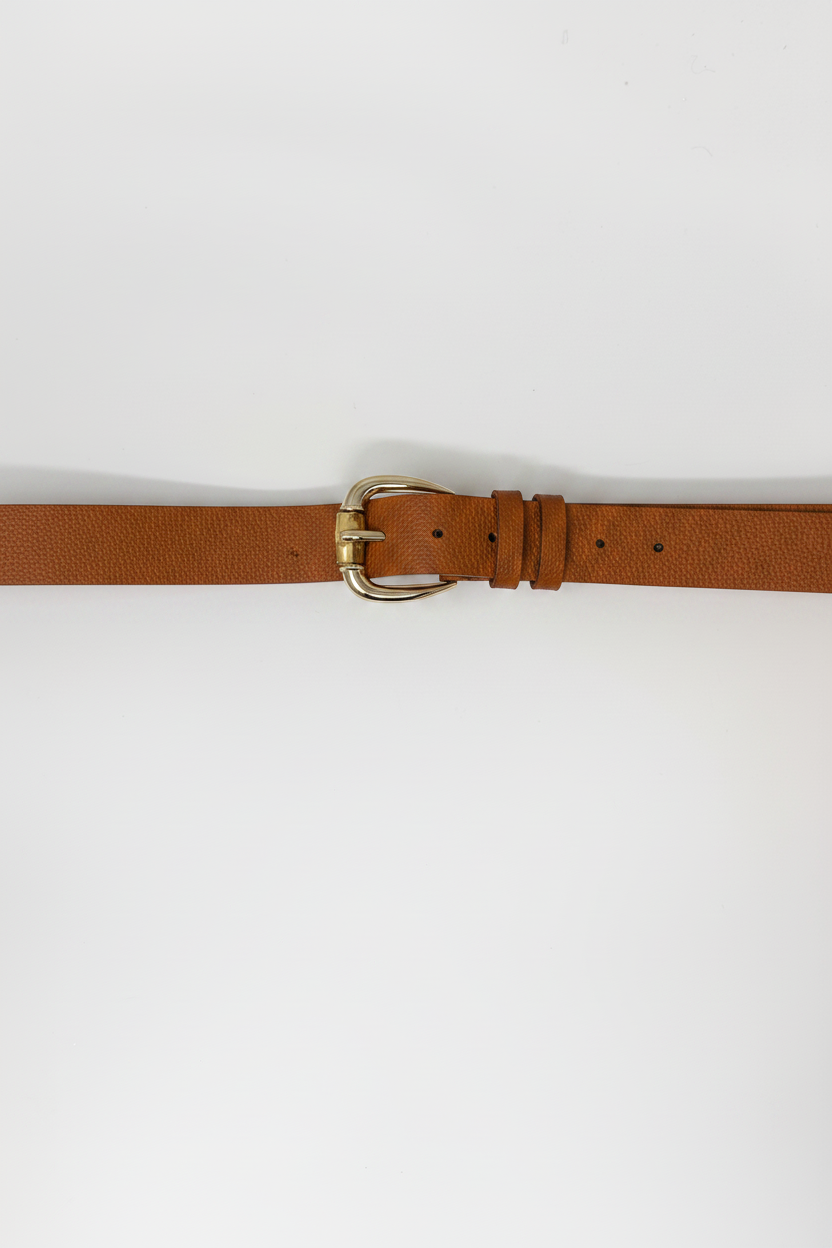 Cintura con dettgalio effetto bambù|Colore:Cuoio/oro