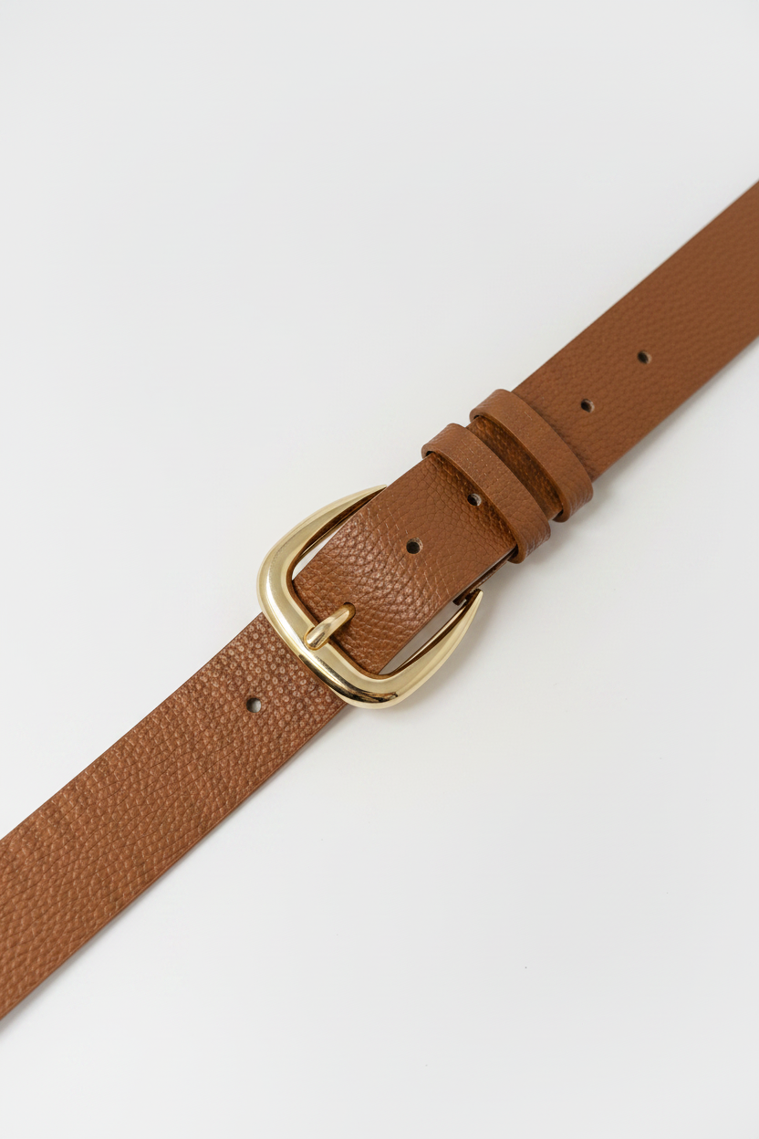 Cintura con dettgalio effetto bambù|Colore:Cuoio/oro