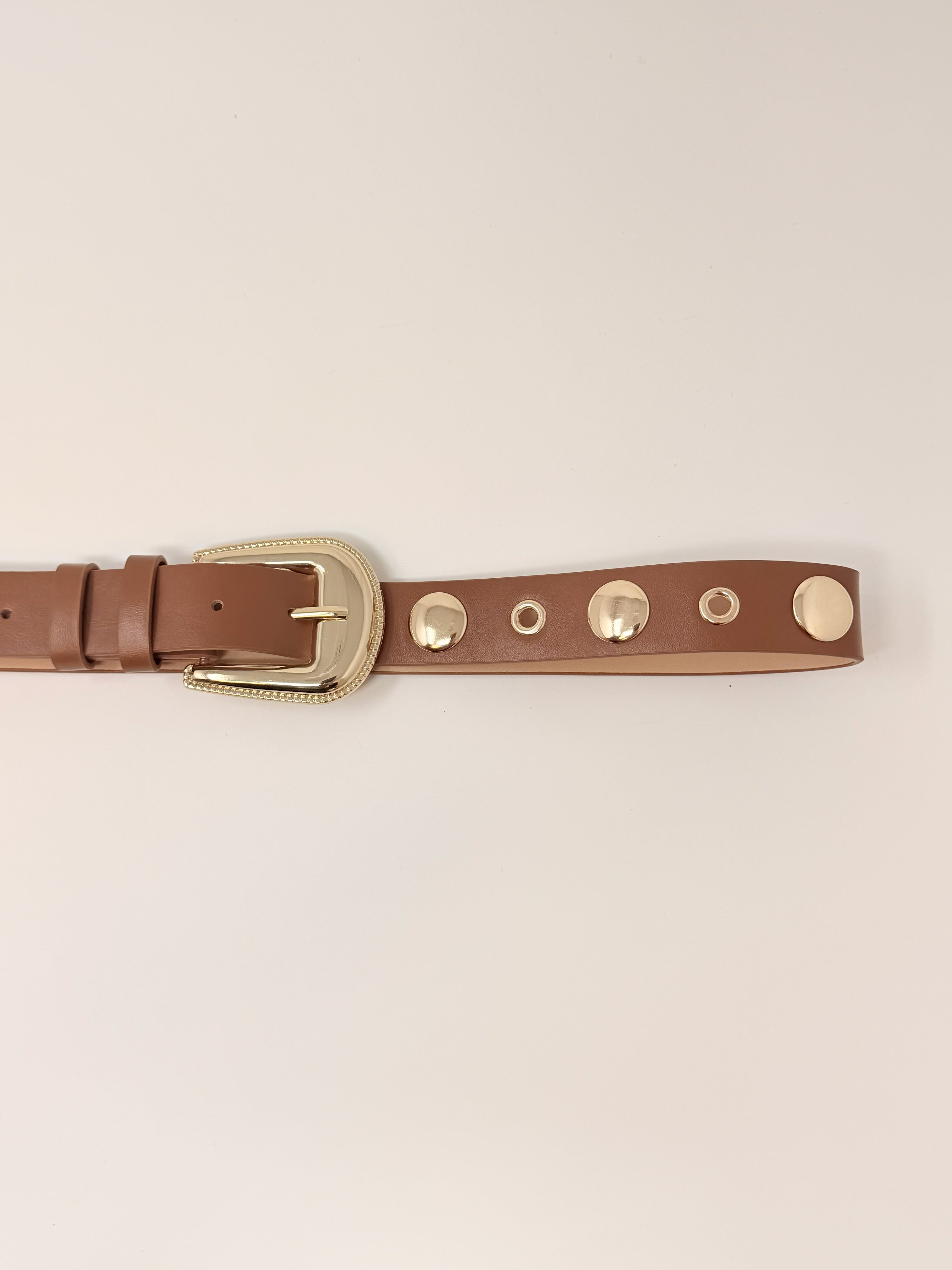 Cintura Texas borchie bombate|Colore:Cuoio/oro