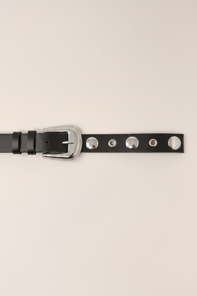 Cintura Texas borchie bombate|Colore:Nero/argento
