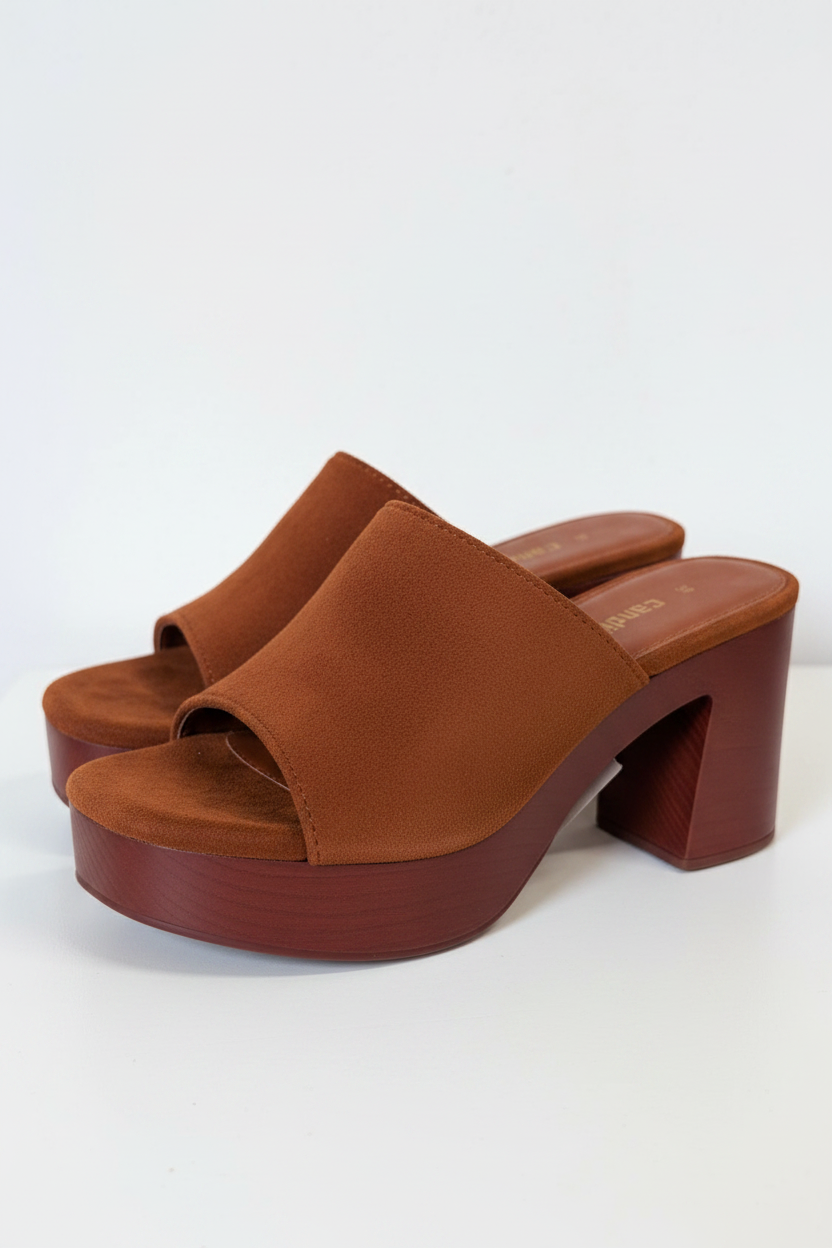 Sabot con plateau effetto legno |Colore:Marrone