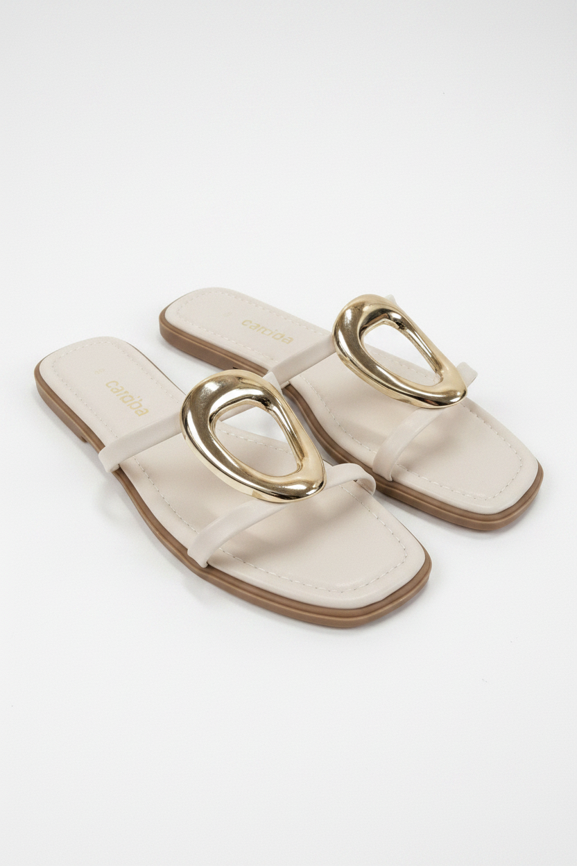 Sabot basso con anello oro|Colore:Avorio/oro