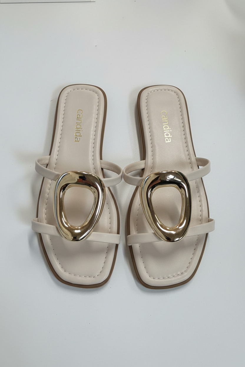 Sabot basso con anello oro|Colore:Avorio/oro
