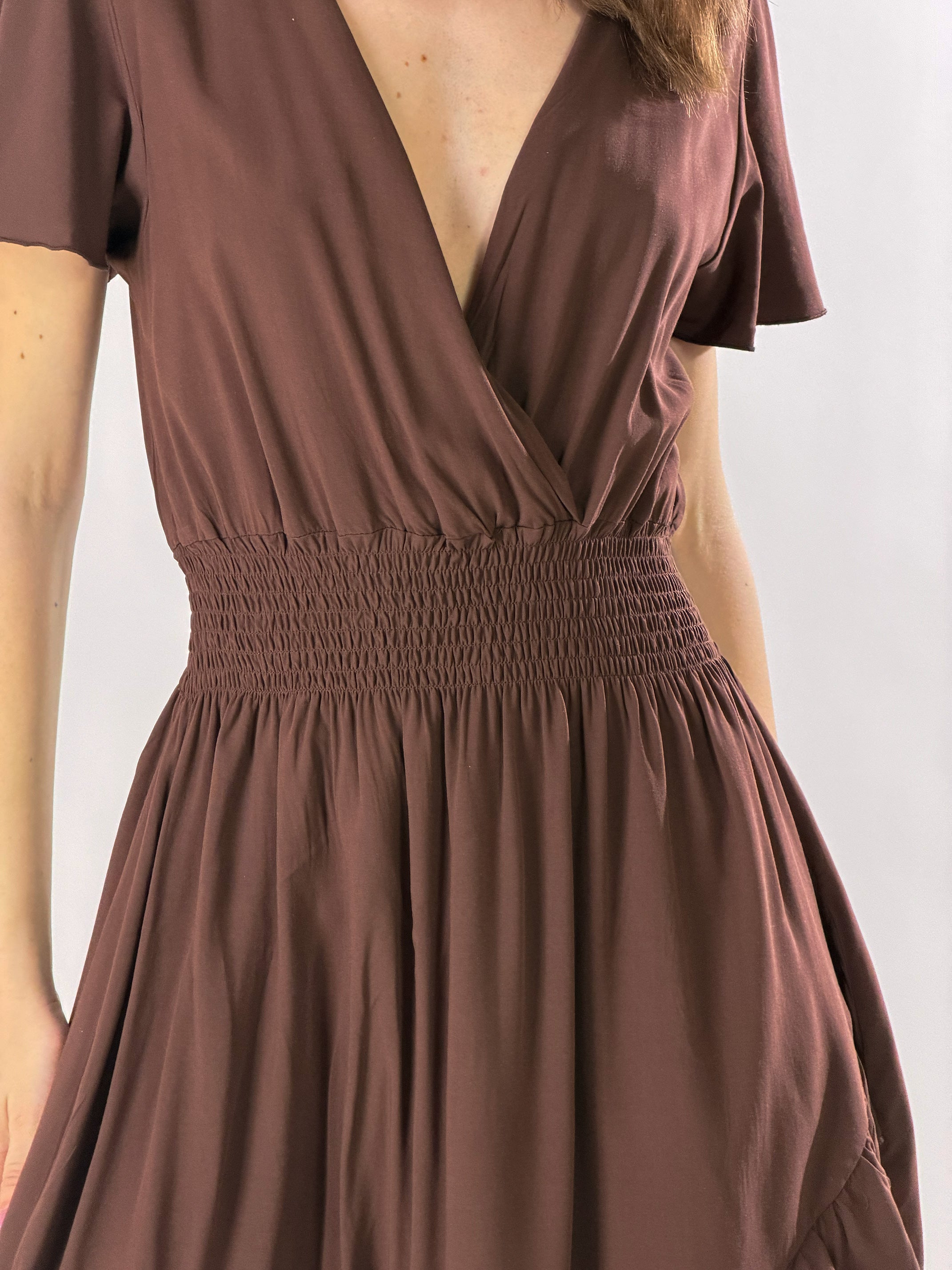 Abito Texas midi incrocio|Colore:Tabacco