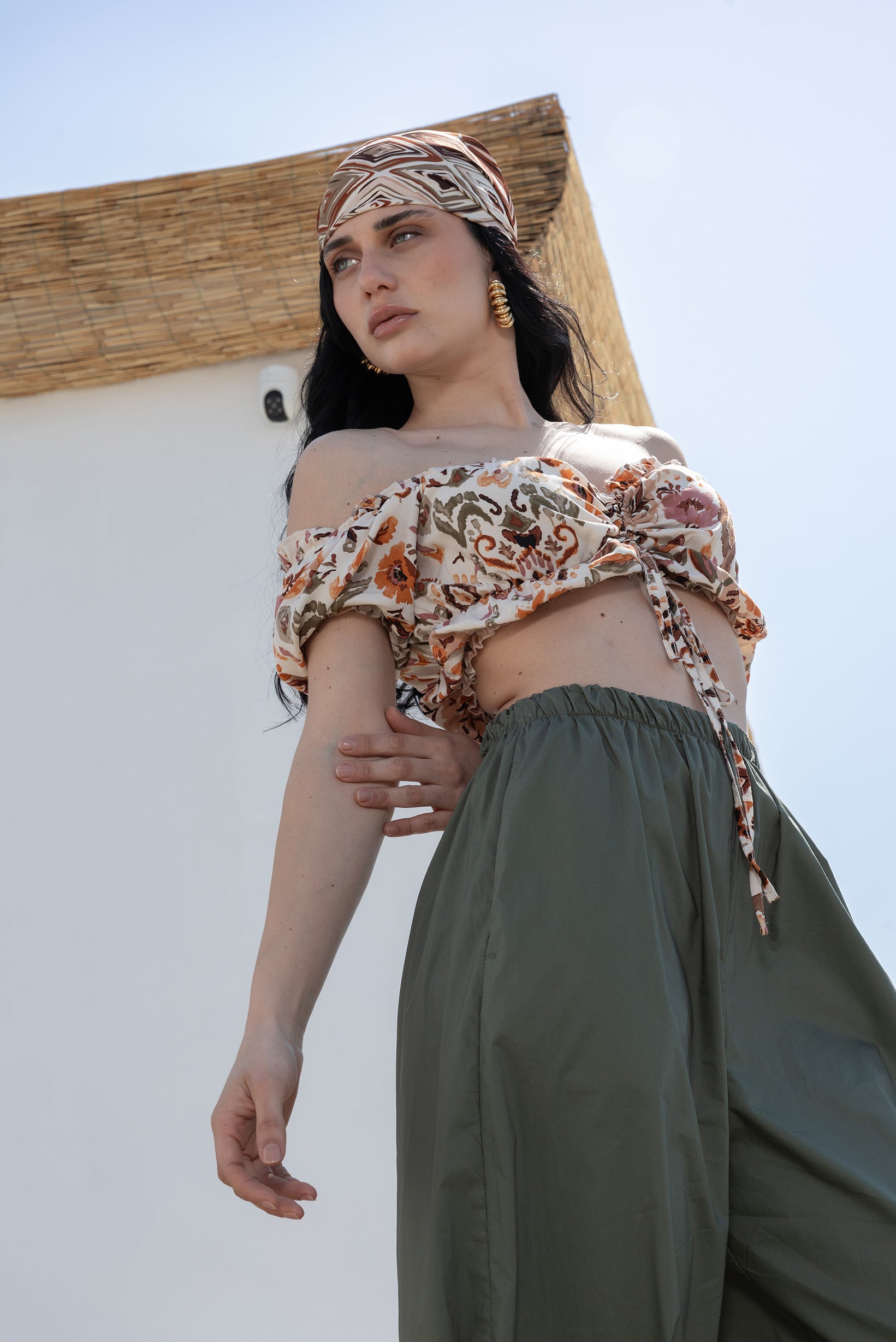 Top cropped fantasia boho|Colore:Cipolla/tabacco