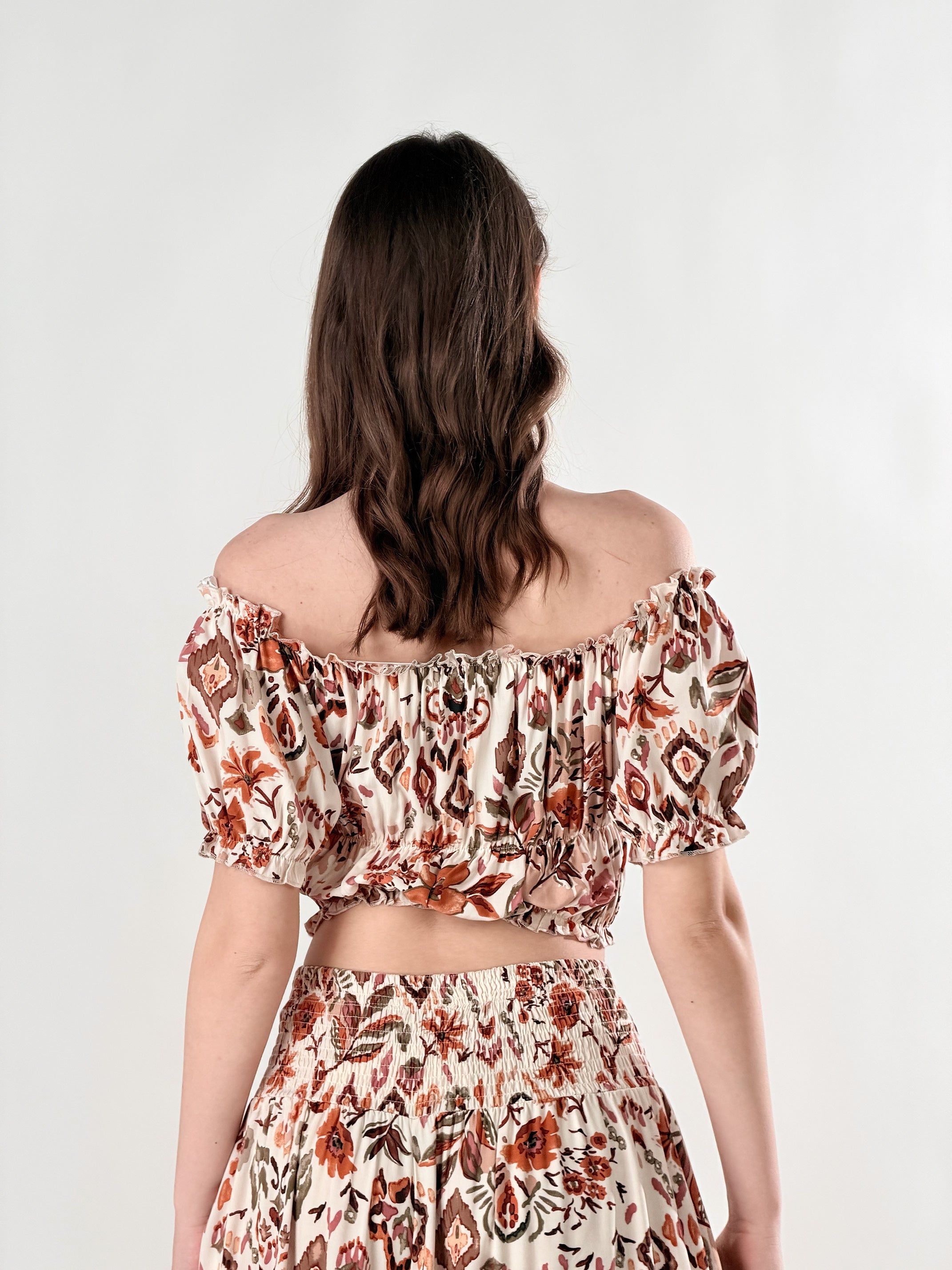 Top cropped fantasia boho|Colore:Cipolla/tabacco