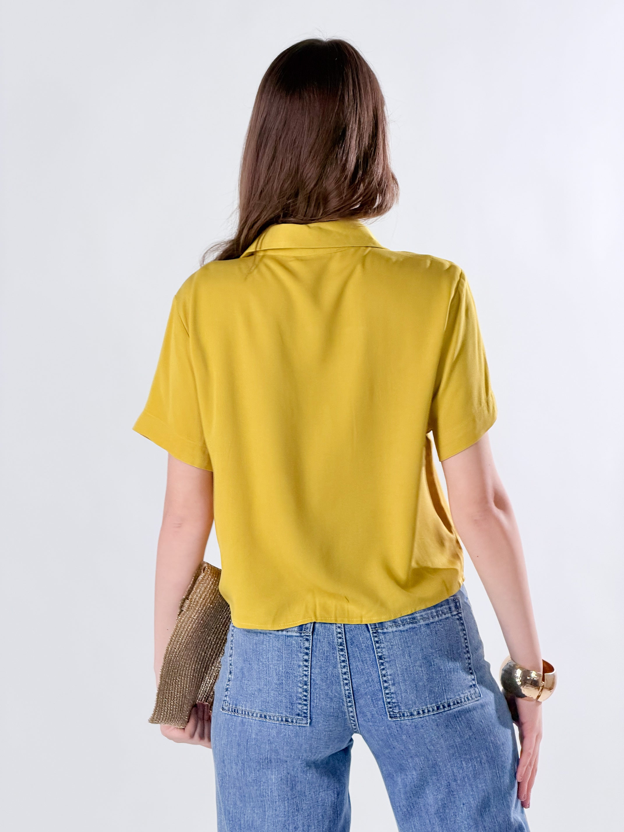 Camicia crop mono taschino|Colore:Mostarda