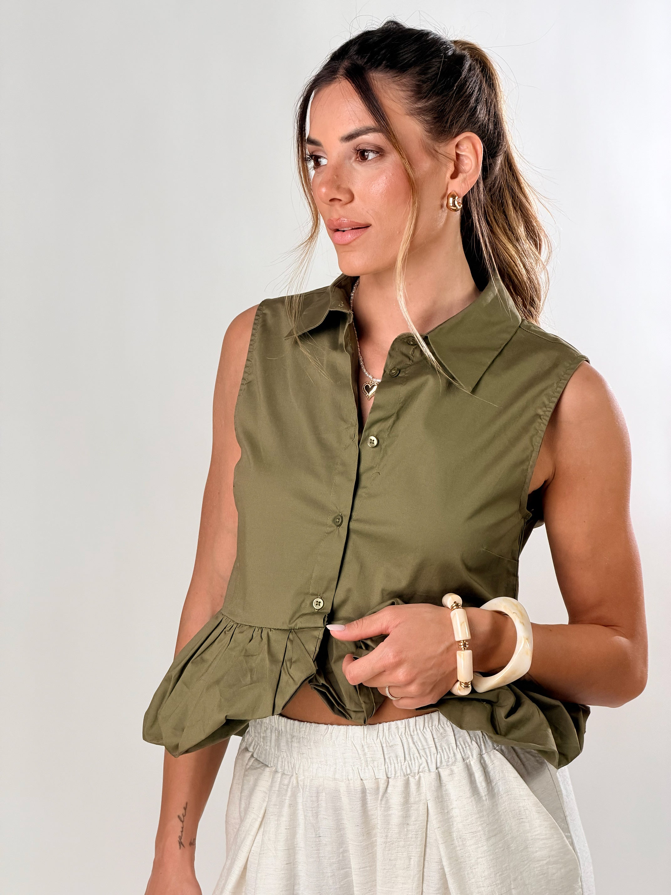 Camicia Peplum|Colore:Salvia