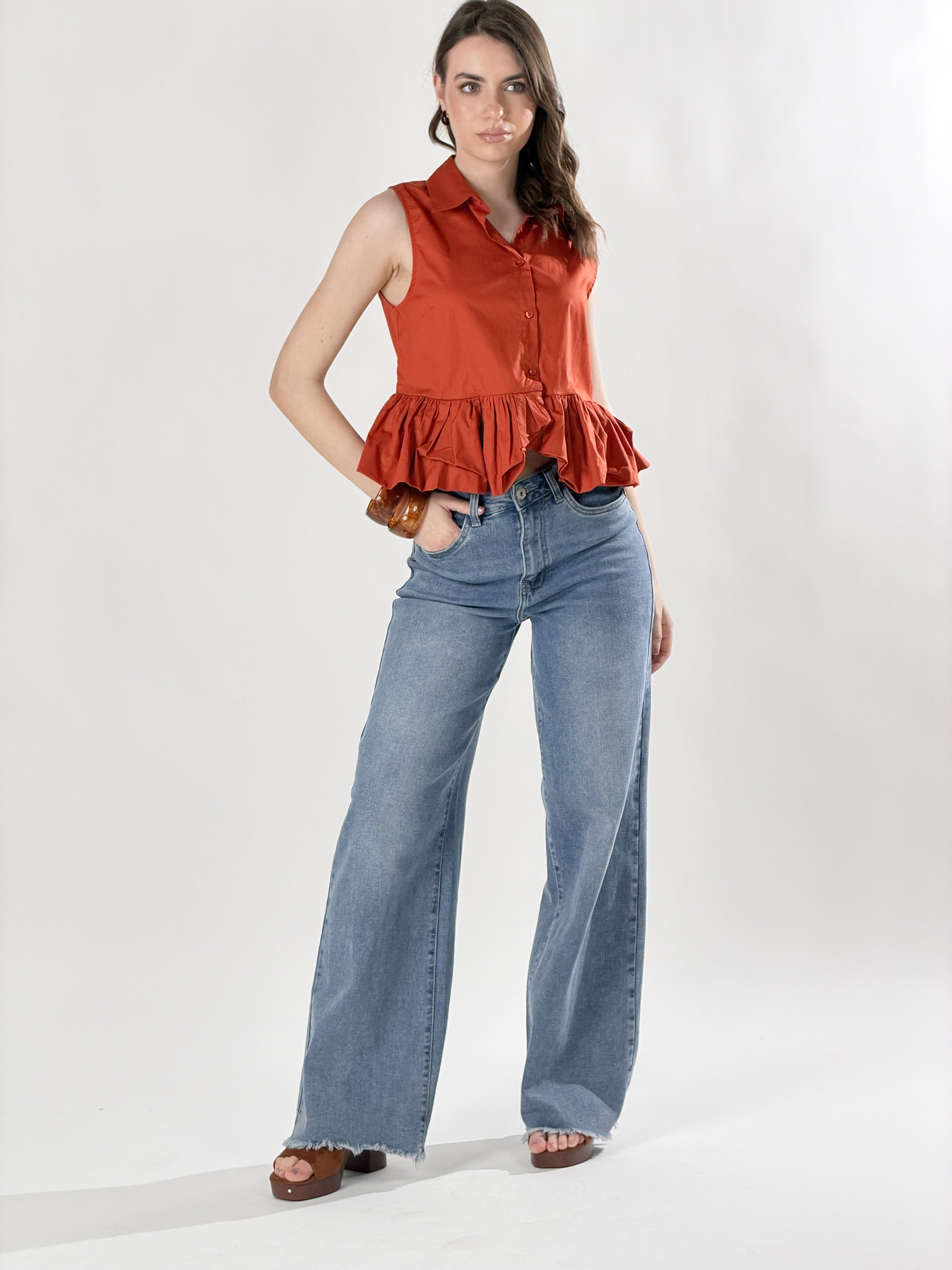 Camicia Peplum|Colore:Ruggine