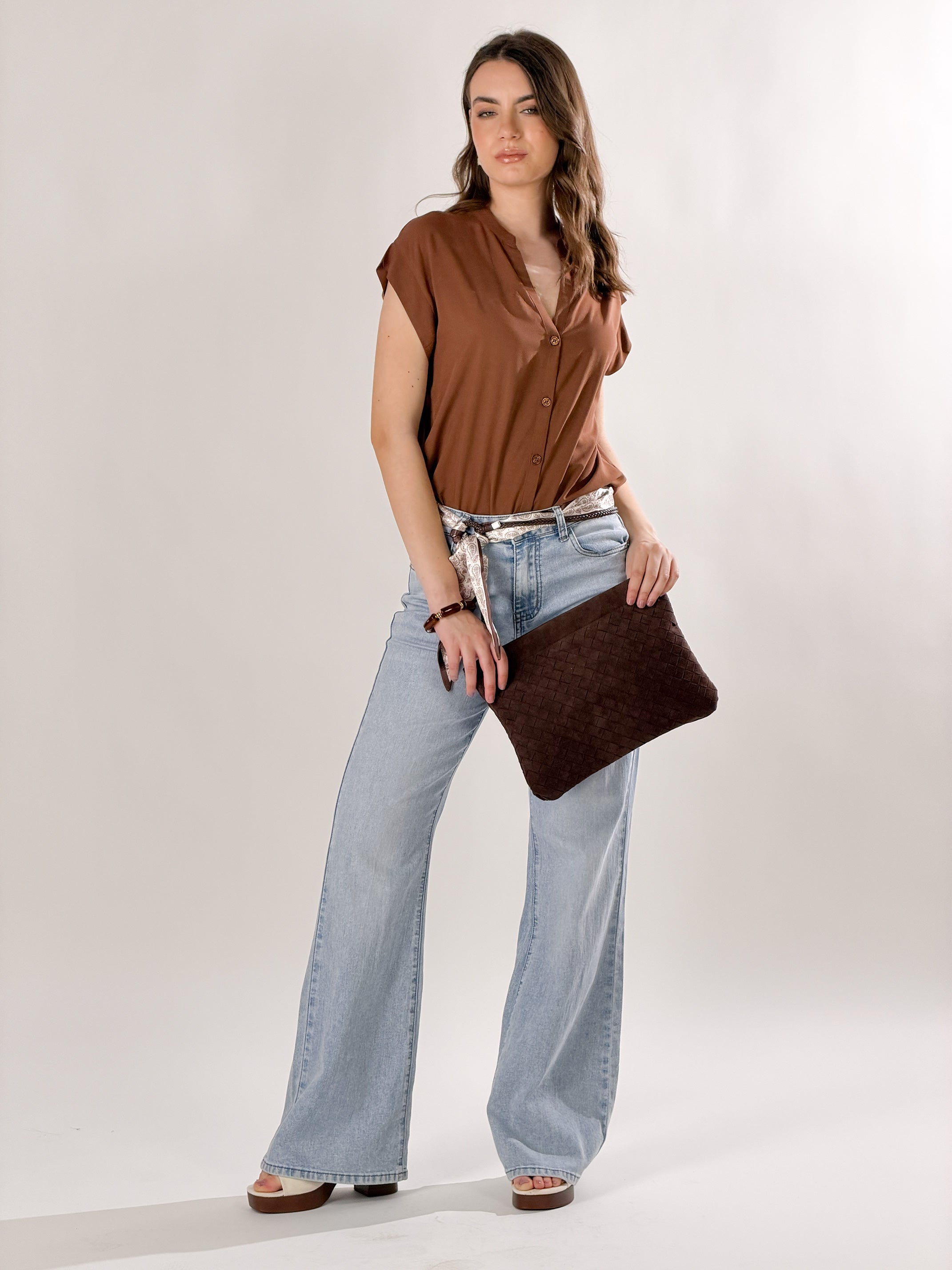Camicia scollo V|Colore:Nocciola