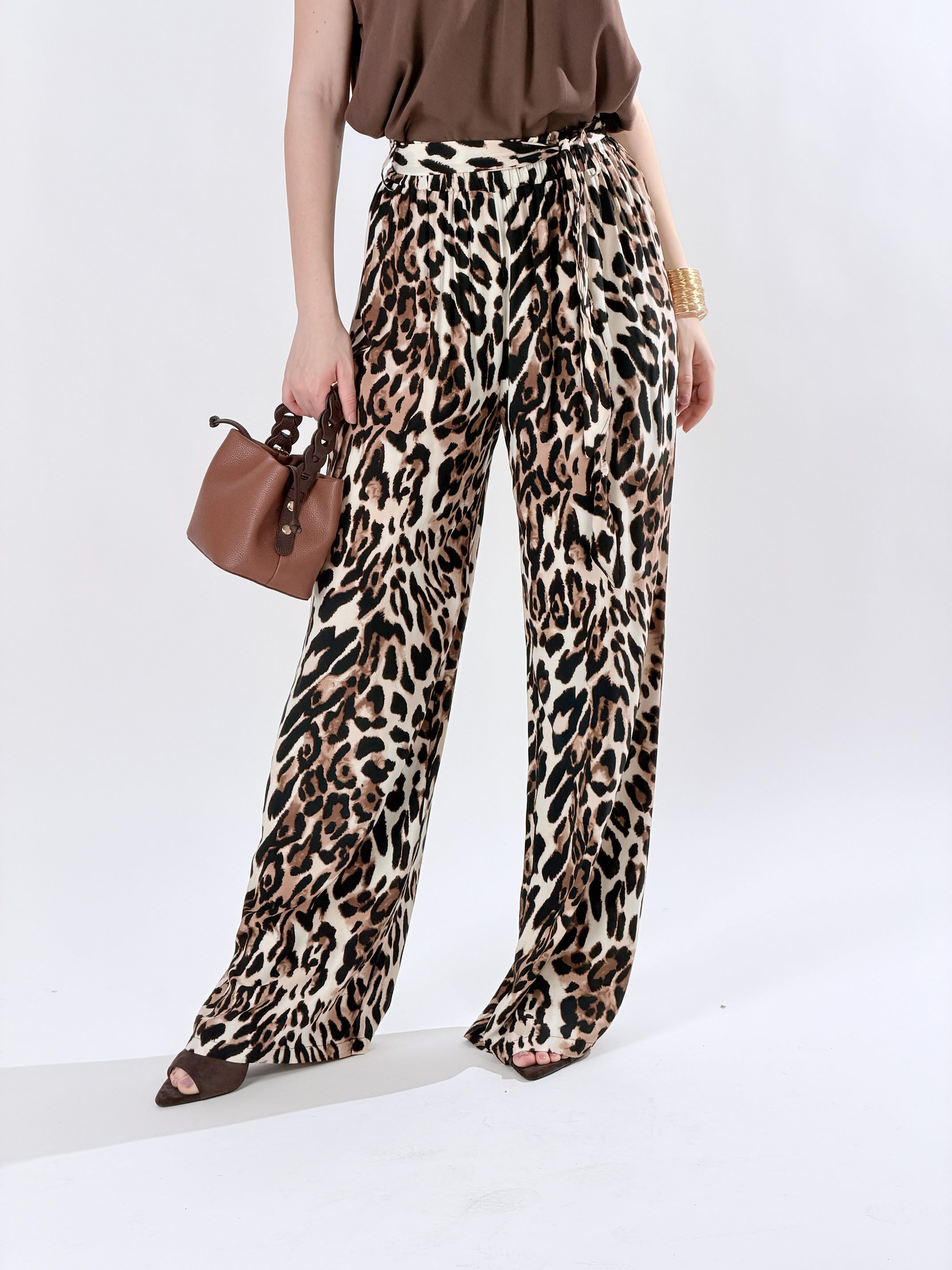 Pantalone Palazzo stampa leopardata|Colore:Maculato