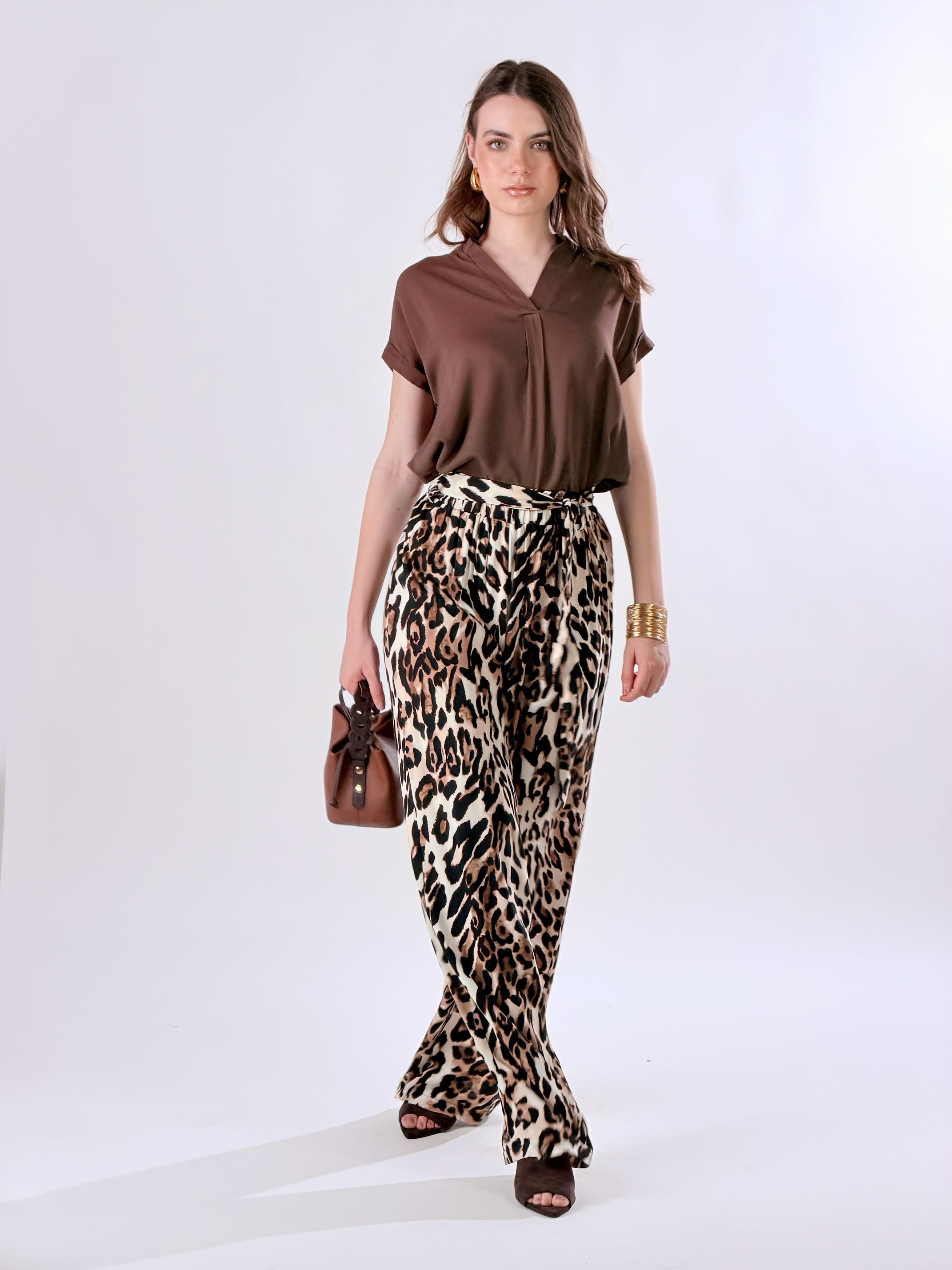 Pantalone Palazzo stampa leopardata|Colore:Maculato