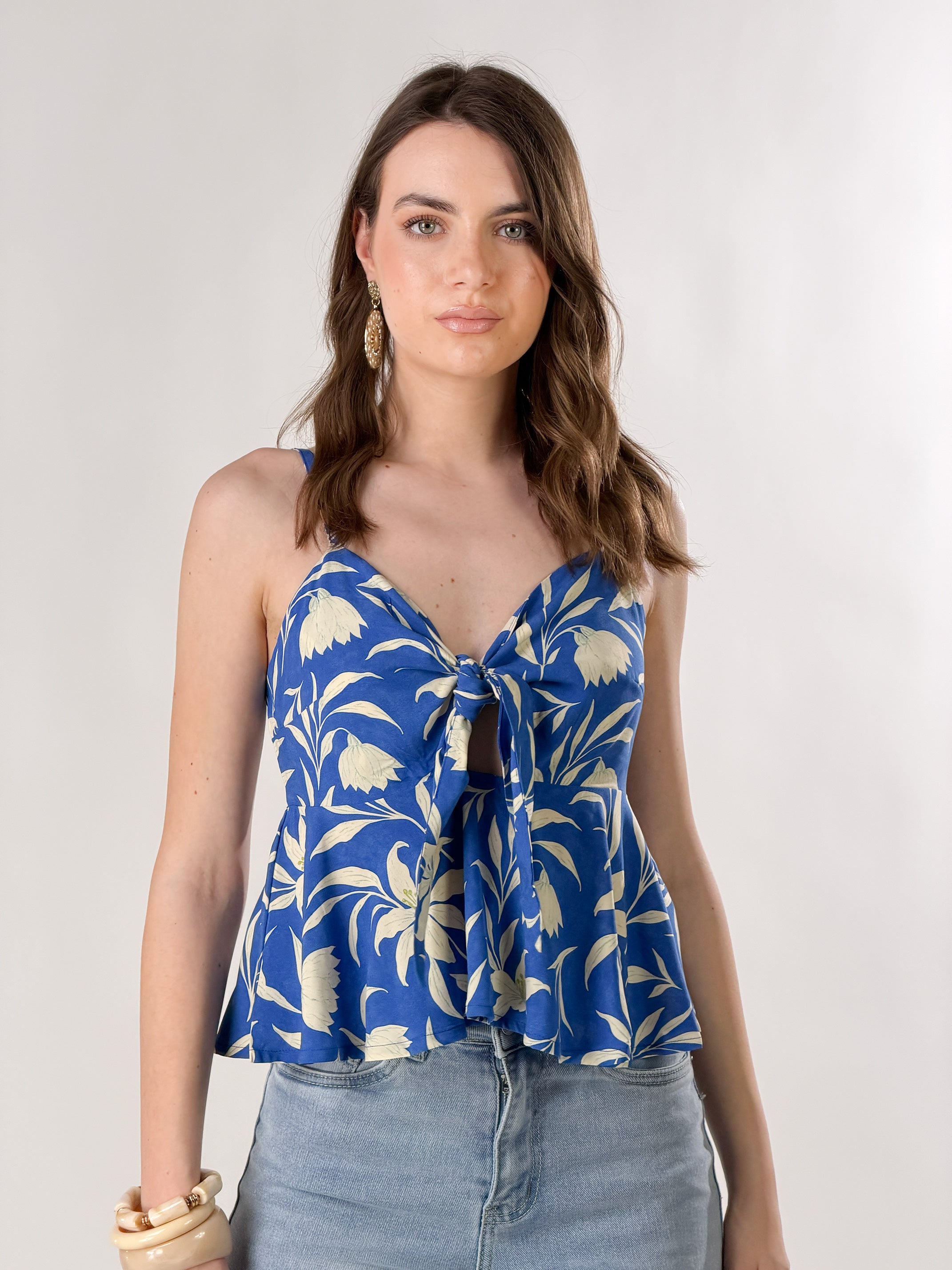 Top Fiocco fantasia|Colore:Blu royal