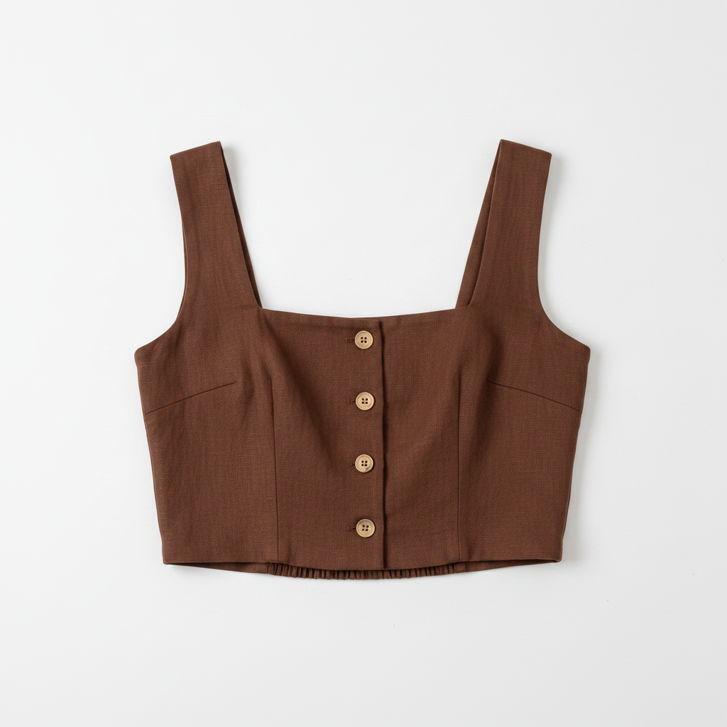 Top Karen effetto lino|Colore:Cioccolato