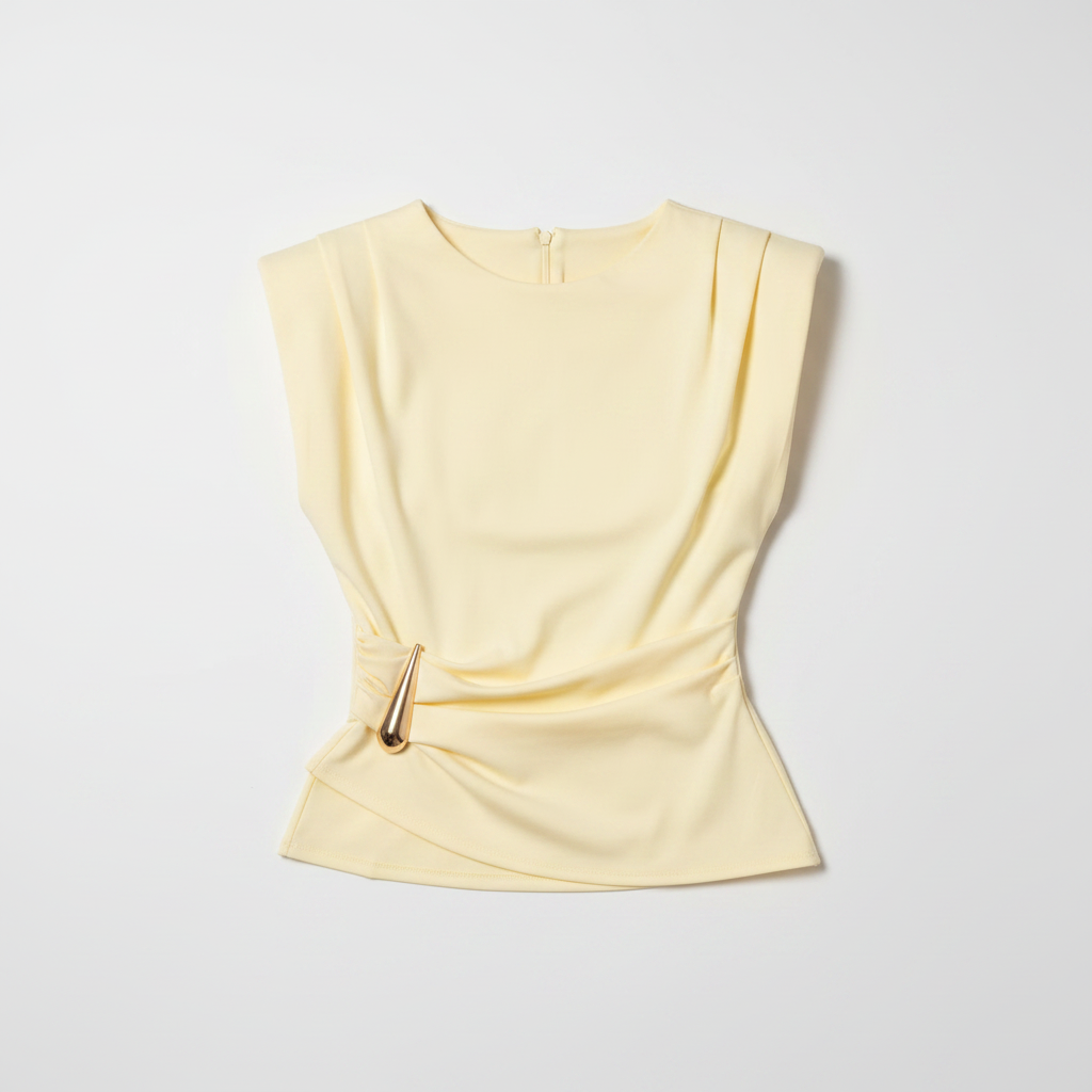 Maglia groffata con accessorio|Colore:Giallo