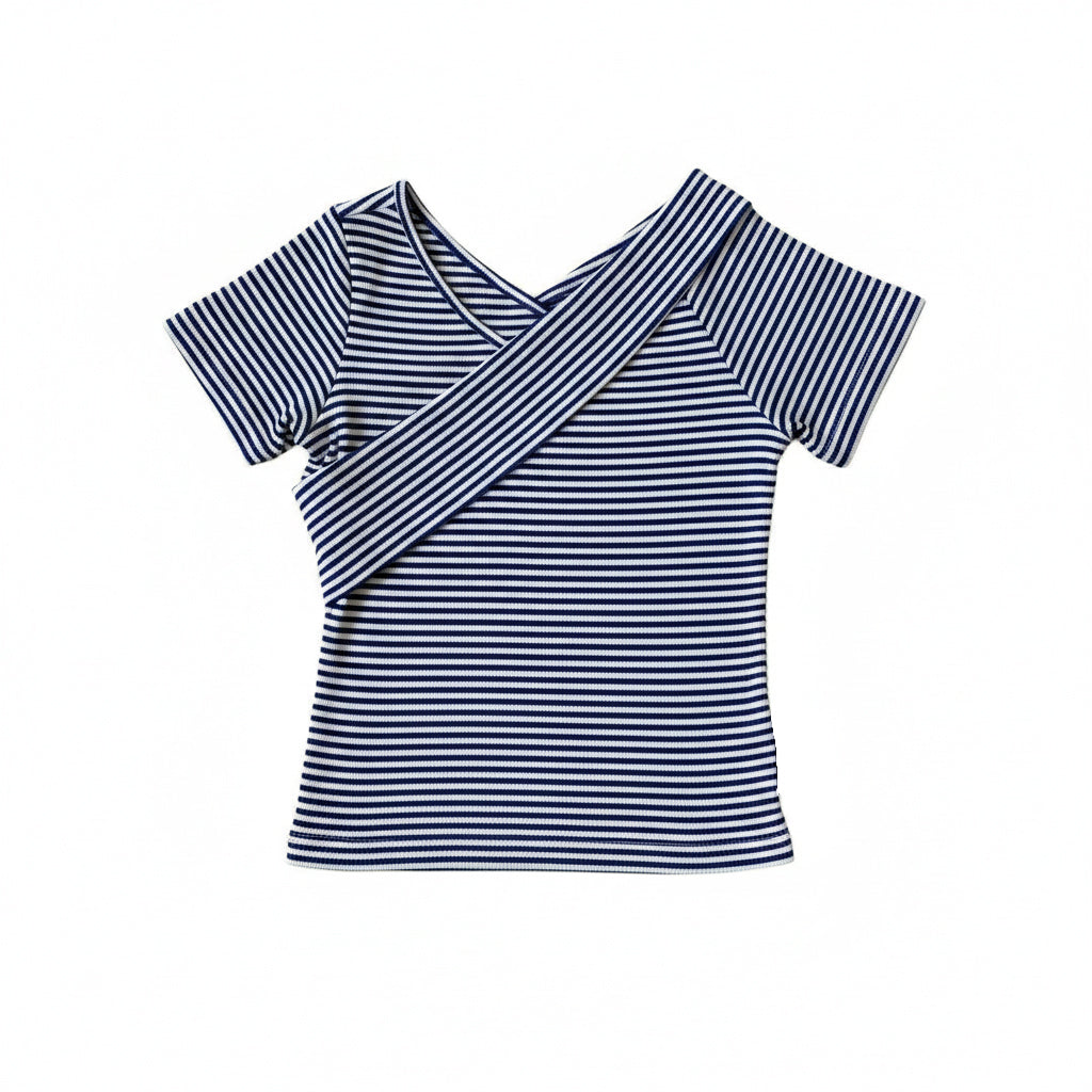 Maglia Bardot a righe|Colore:Blu/bianco