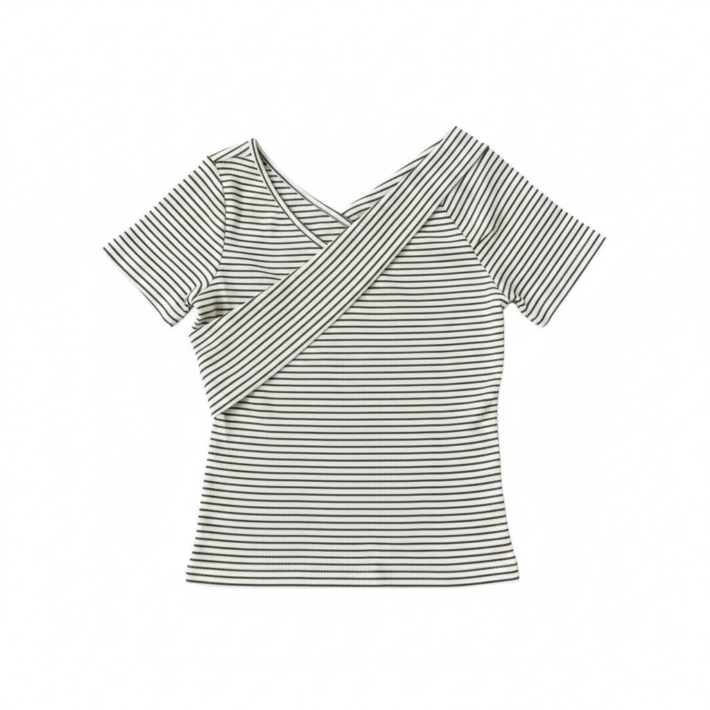 Maglia Bardot a righe|Colore:Binco/salvia