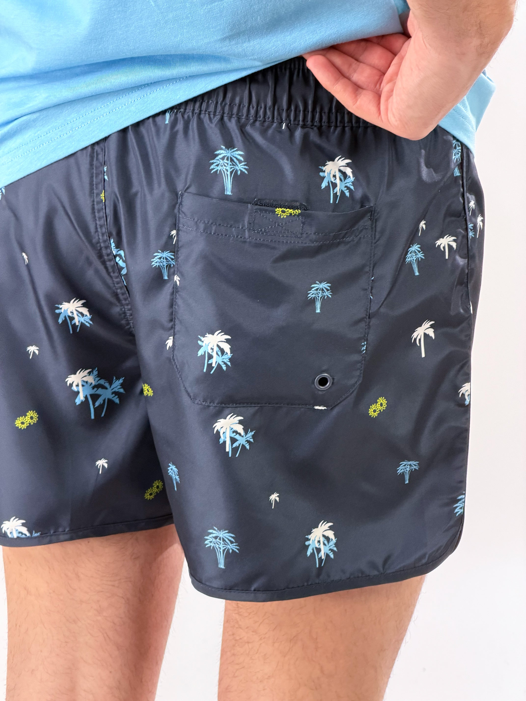 Costume Boxer Palme|Colore:Blu