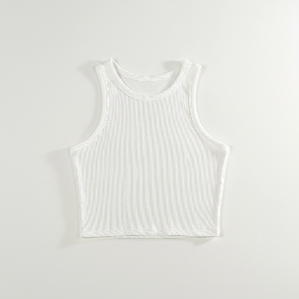 Canotta costina crop|Colore:Bianco latte