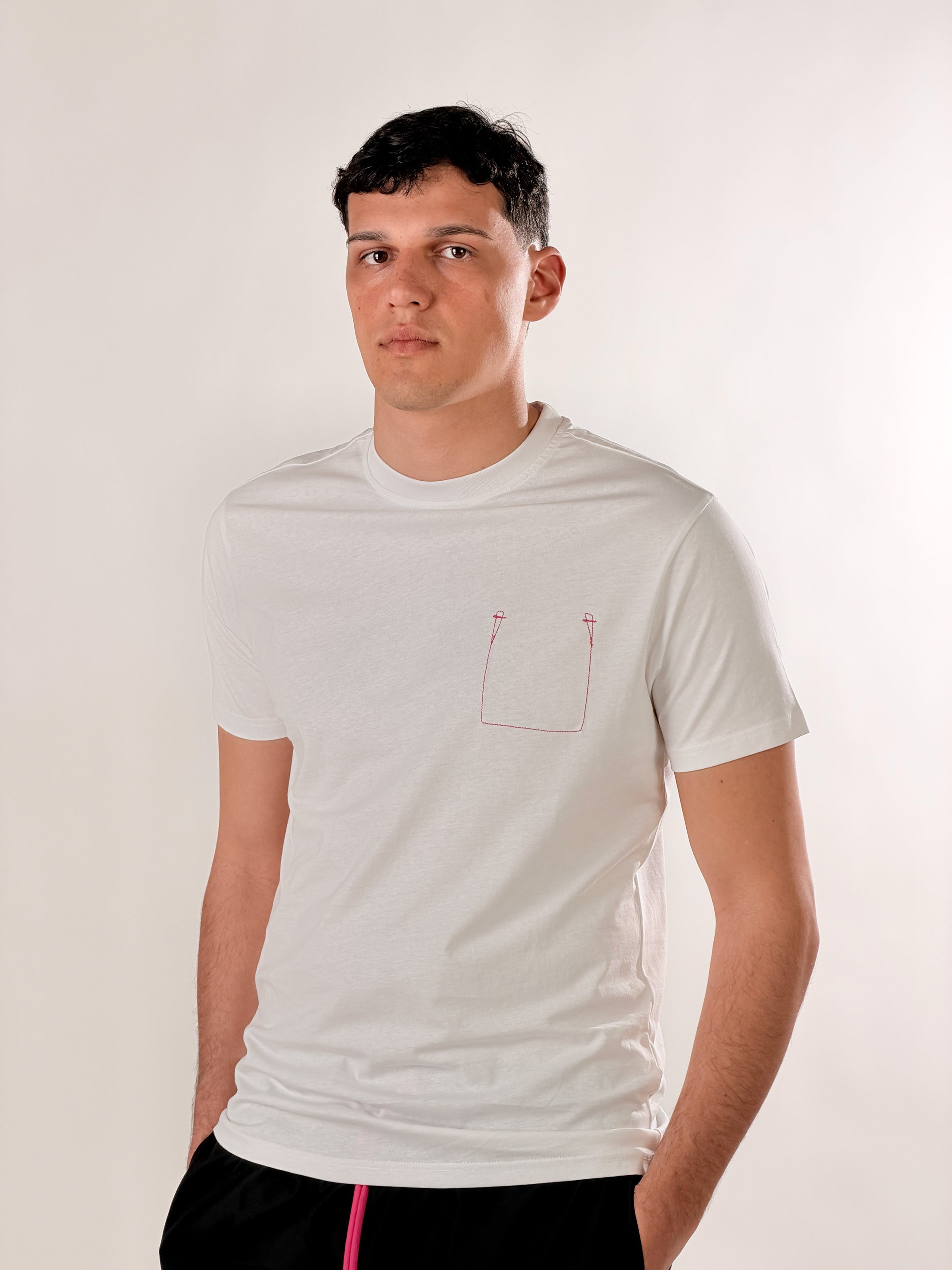 T - shirt impuntura fluo|Colore:Bianco/fucsia