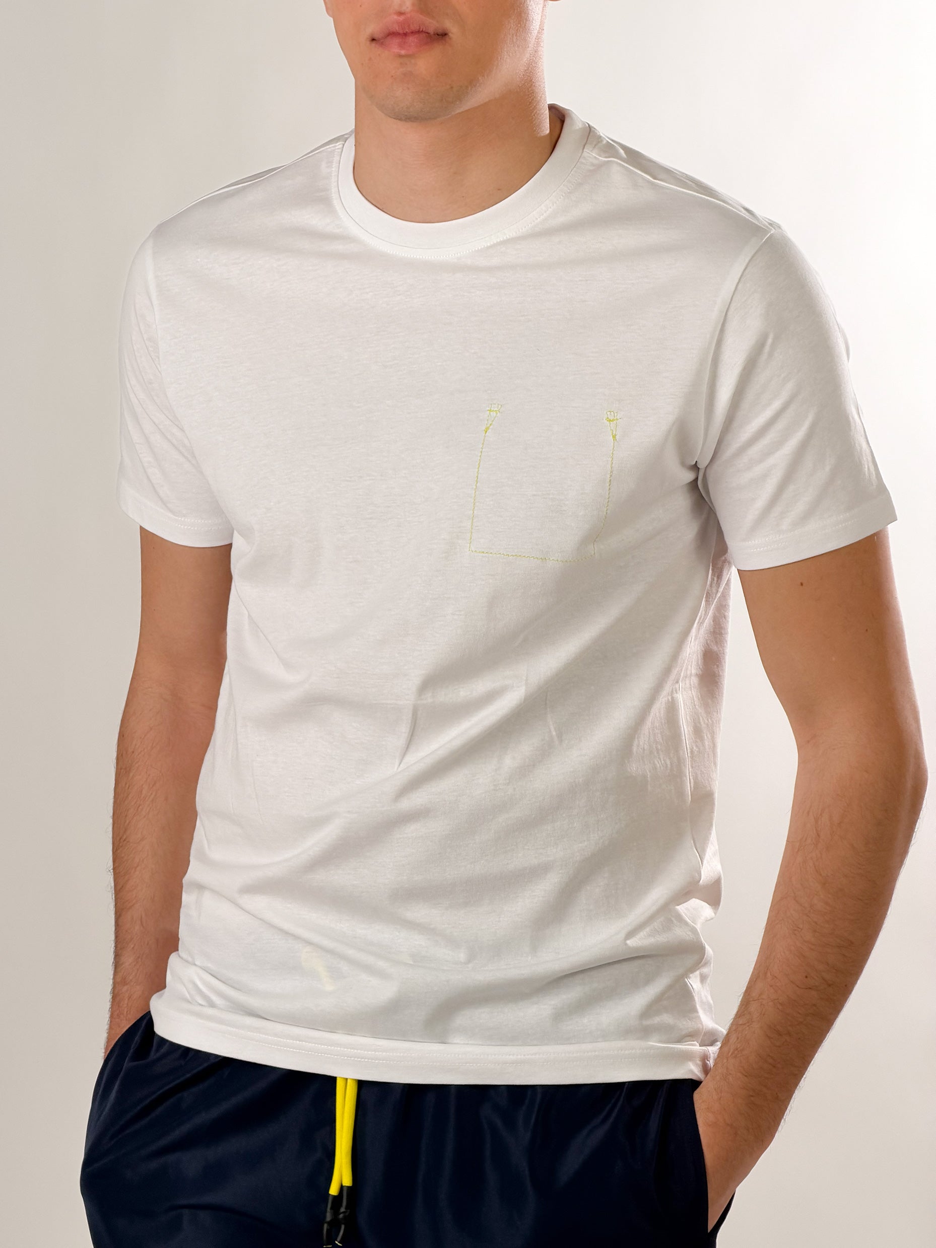 T - shirt impuntura fluo|Colore:Bianco giallo