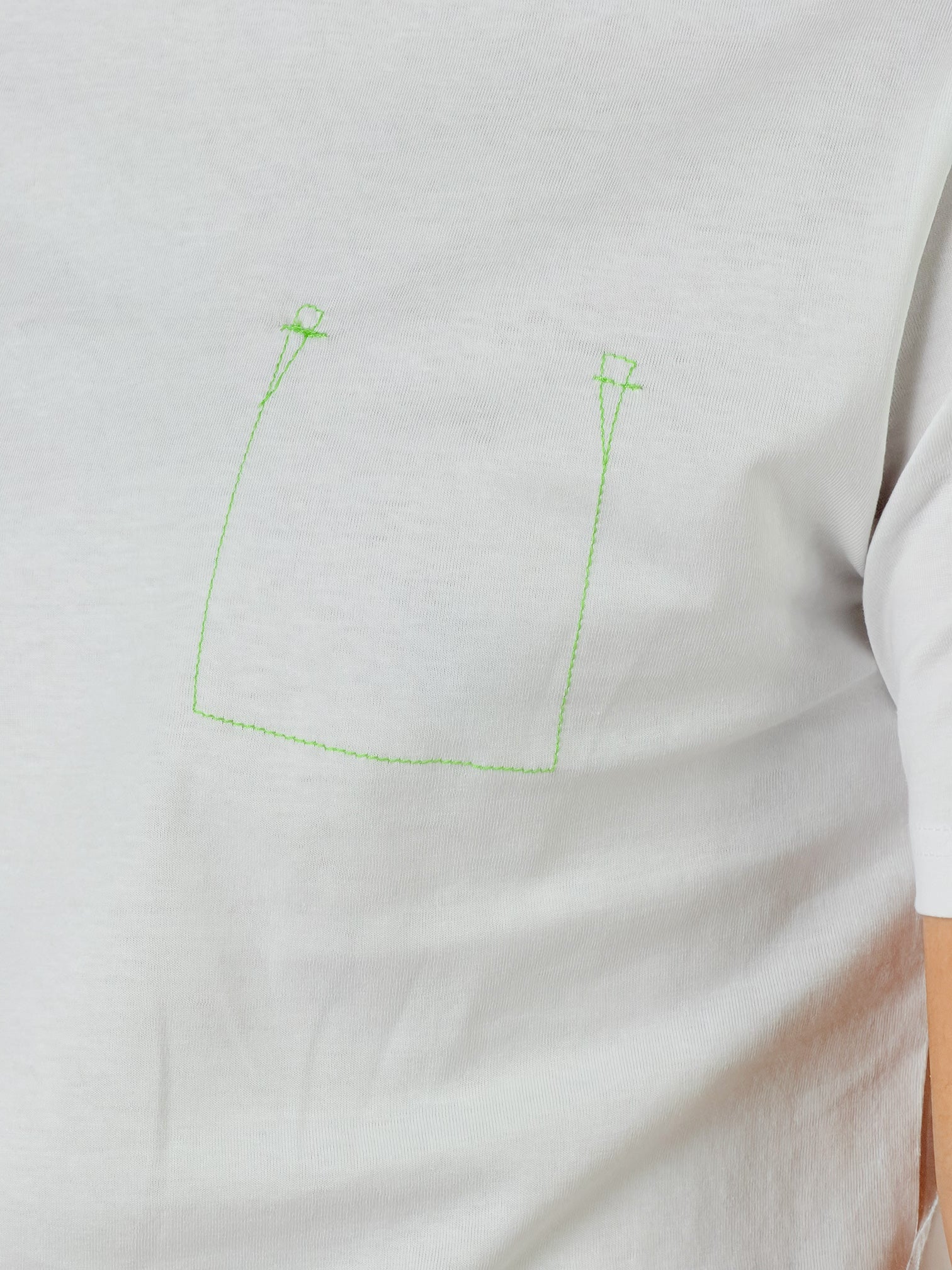 T - shirt impuntura fluo|Colore:Bianco/verde