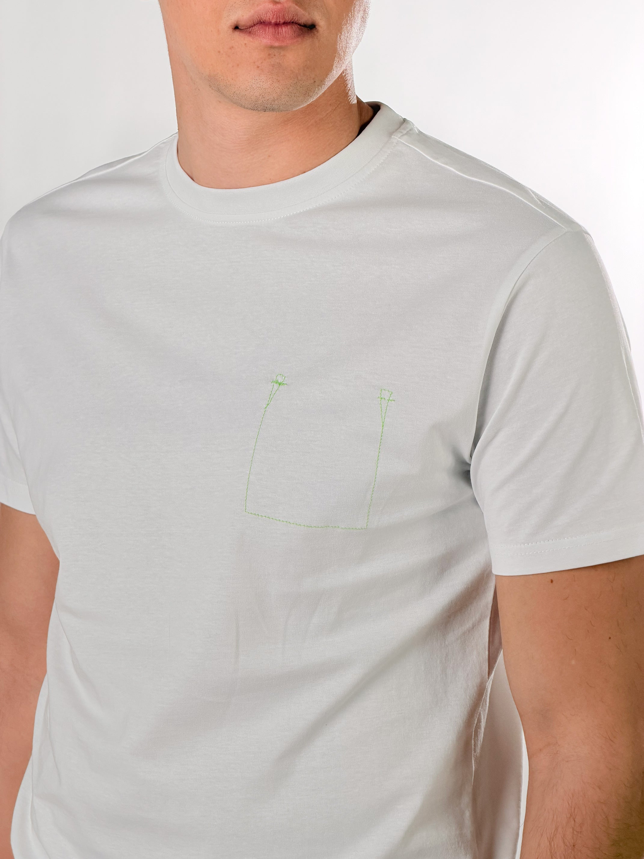 T - shirt impuntura fluo|Colore:Bianco/verde